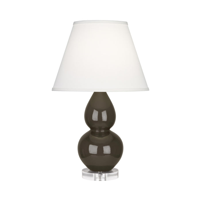 Double Gourd Small Table Lamp in Brown Tea/Fabric Hardback/Lucite.
