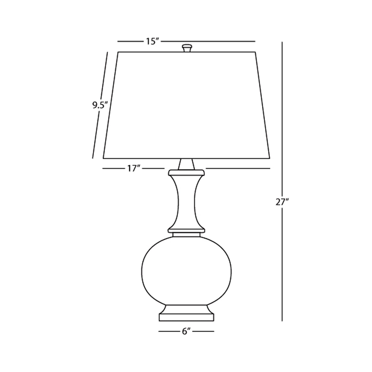 Harriet Table Lamp - line drawing.