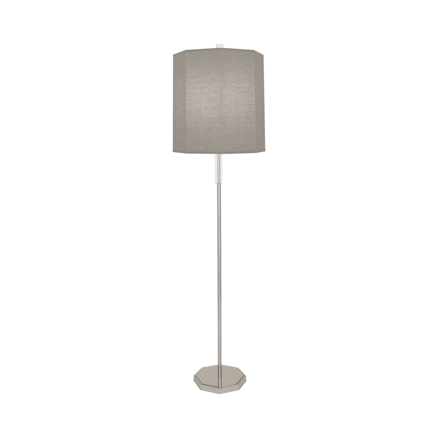 Kate Floor Lamp in Smoke Gray/Polished Nickel.