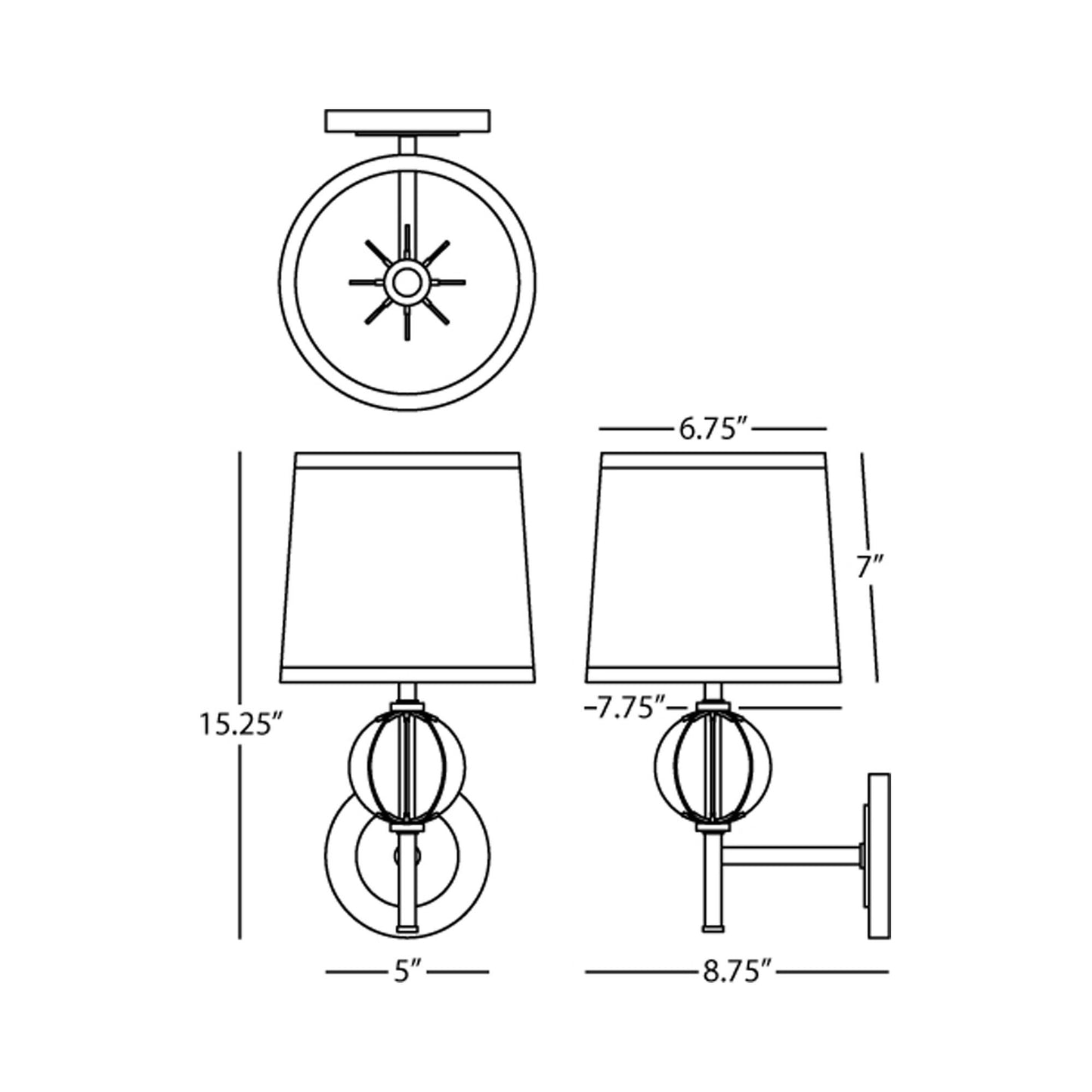 Latitude Wall Light - line drawing.