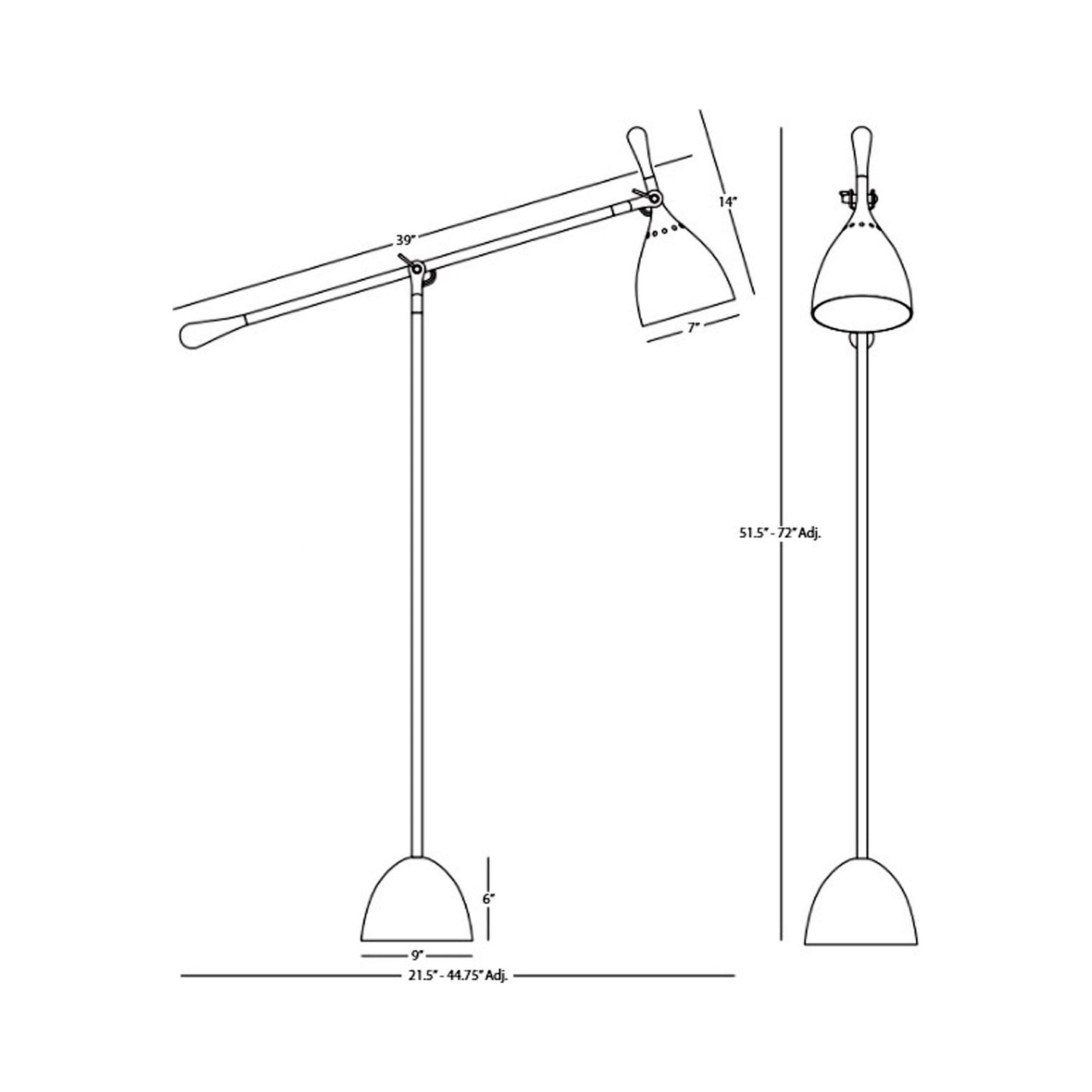 Ledger Floor Lamp - line drawing.