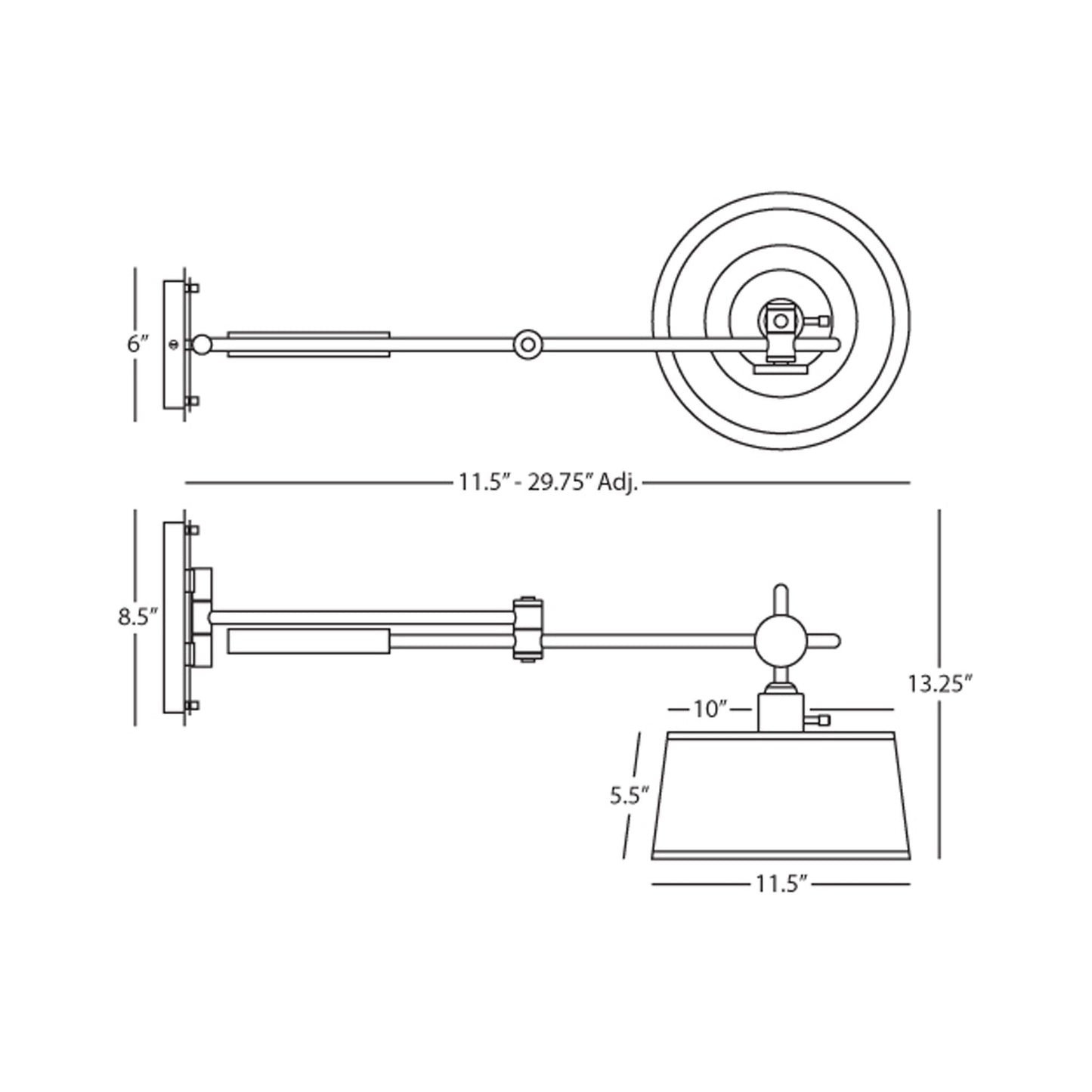 Miles Wall Light - line drawing.