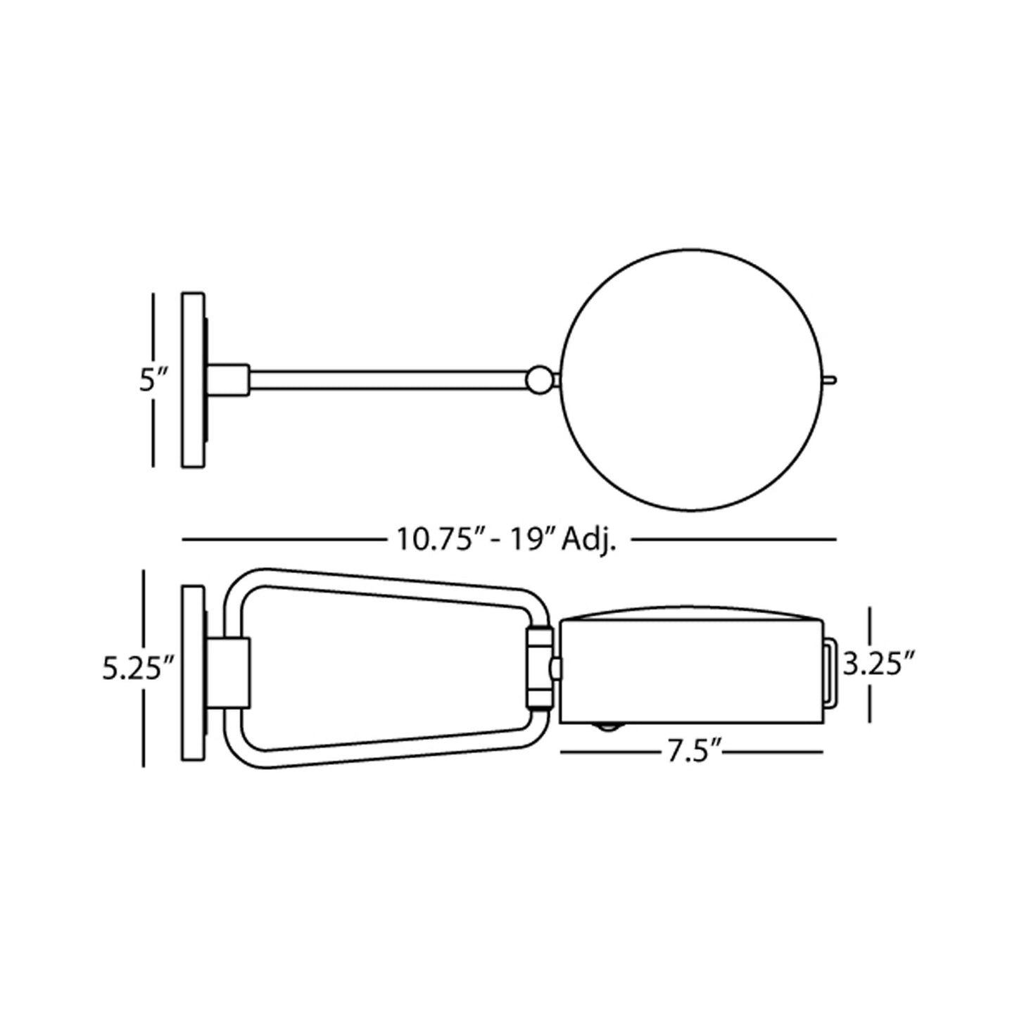 Simon Wall Light - line drawing.