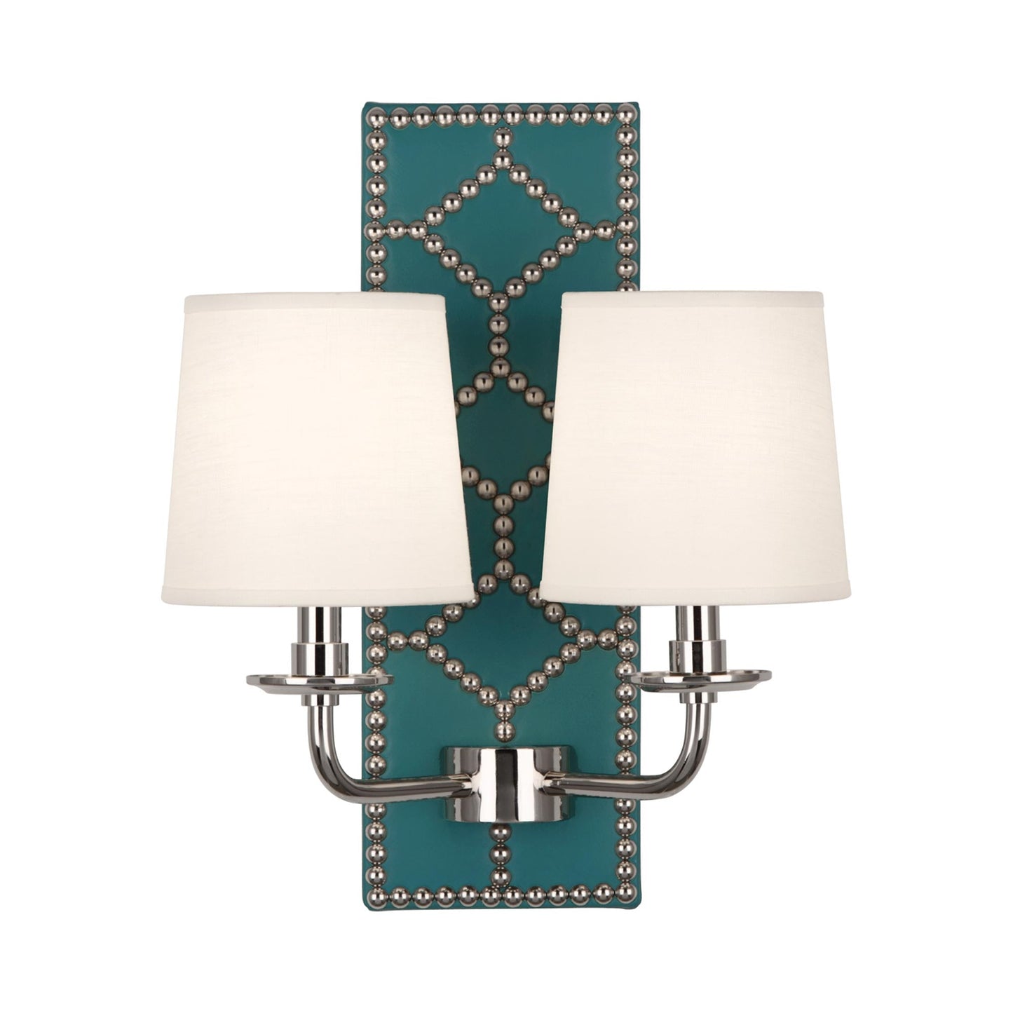 Williamsburg Lightfoot Wall Light in Mayo Teal/Polished Nickel.