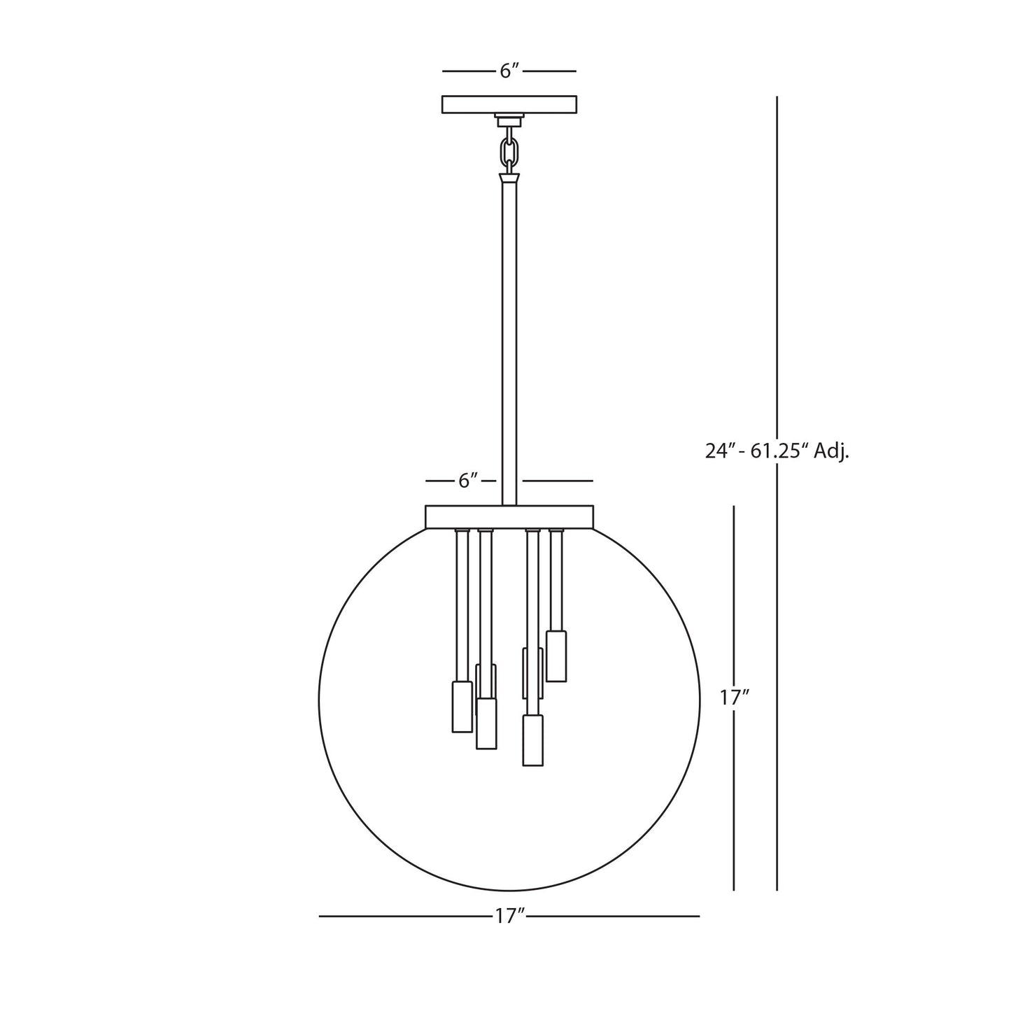 Zoltar Pendant Light - line drawing.