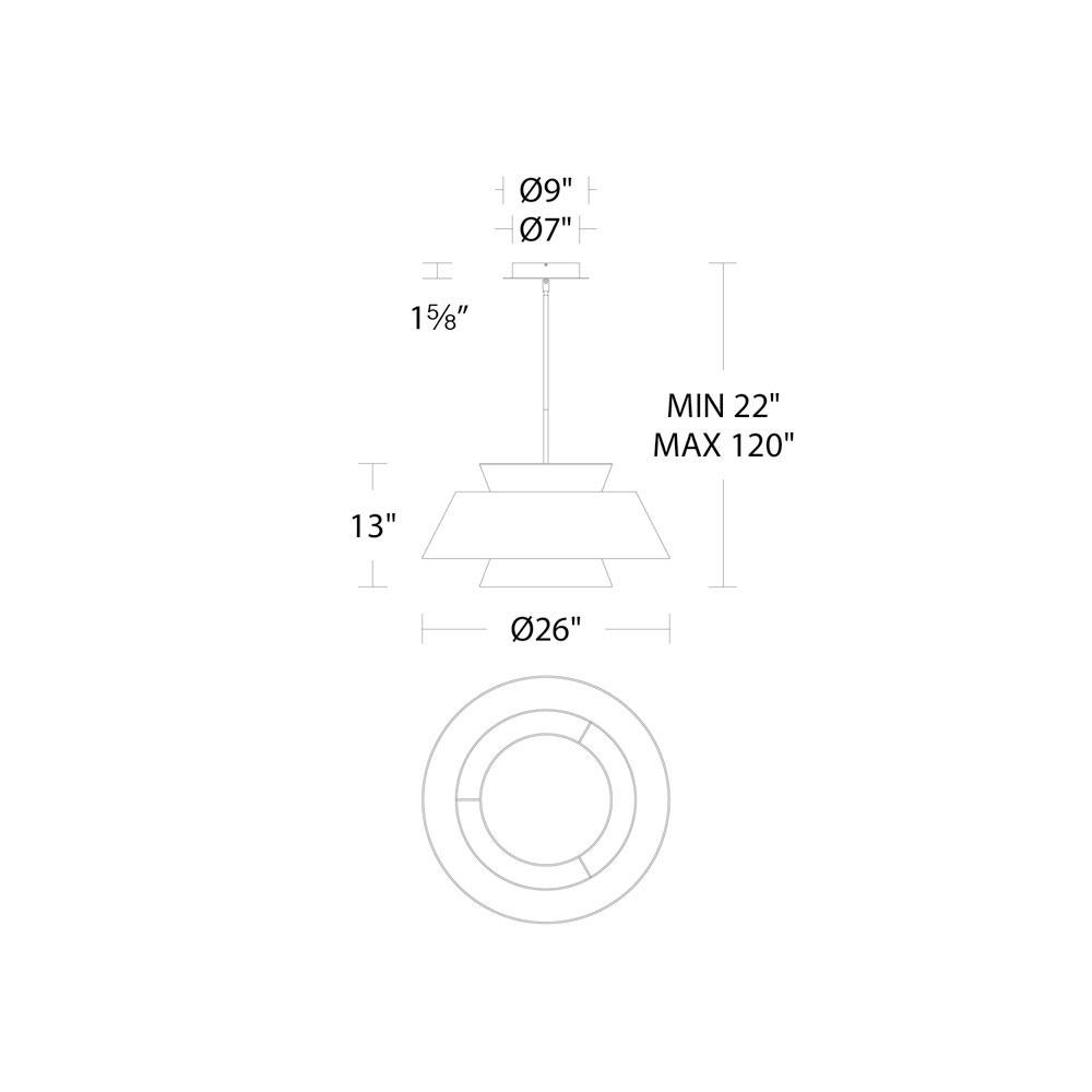 Rockabilly LED Pendant Light - line drawing.