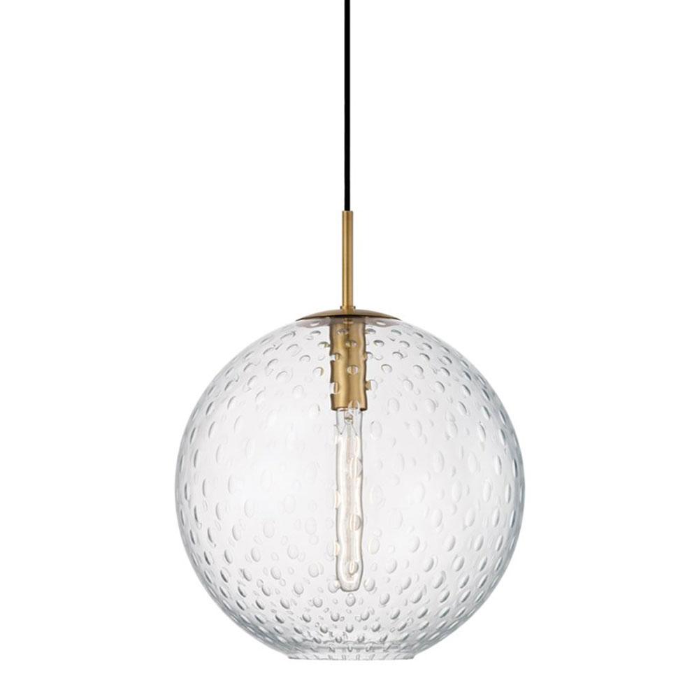 Rousseau Pendant Light in Aged Brass/Clear (Large).