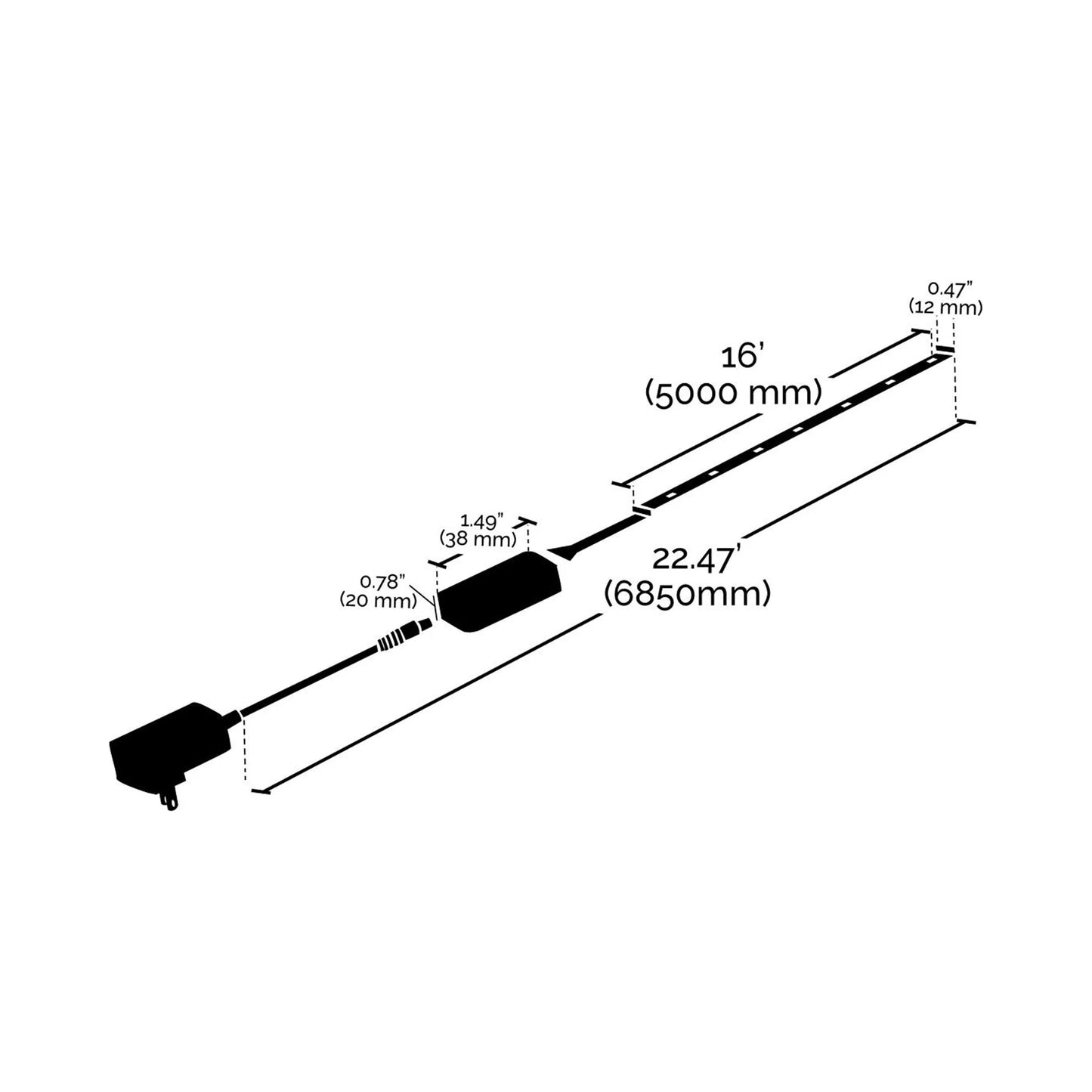Starfish Wi-Fi Smart RGB And White Tuning LED Tape Light - line drawing.