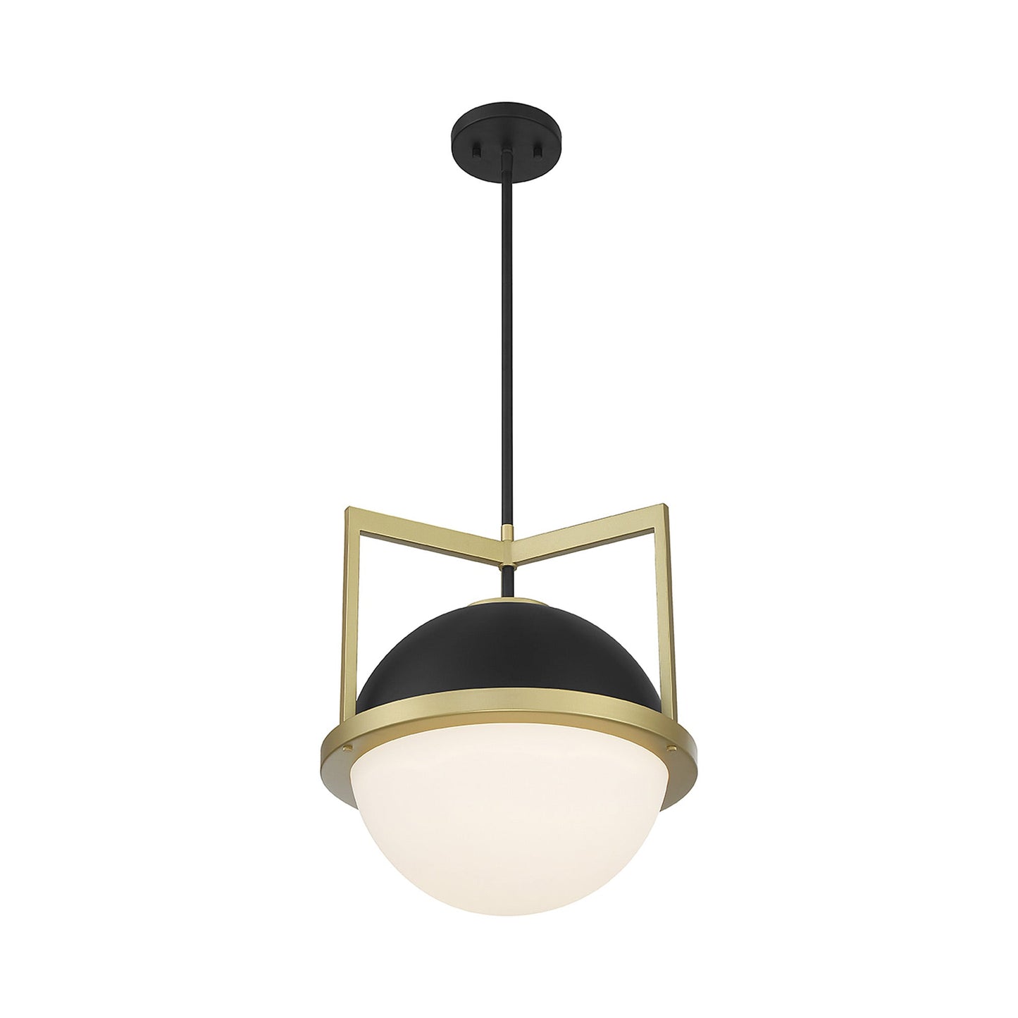 Carlysle Pendant Light in Matte Black/Warm Brass.