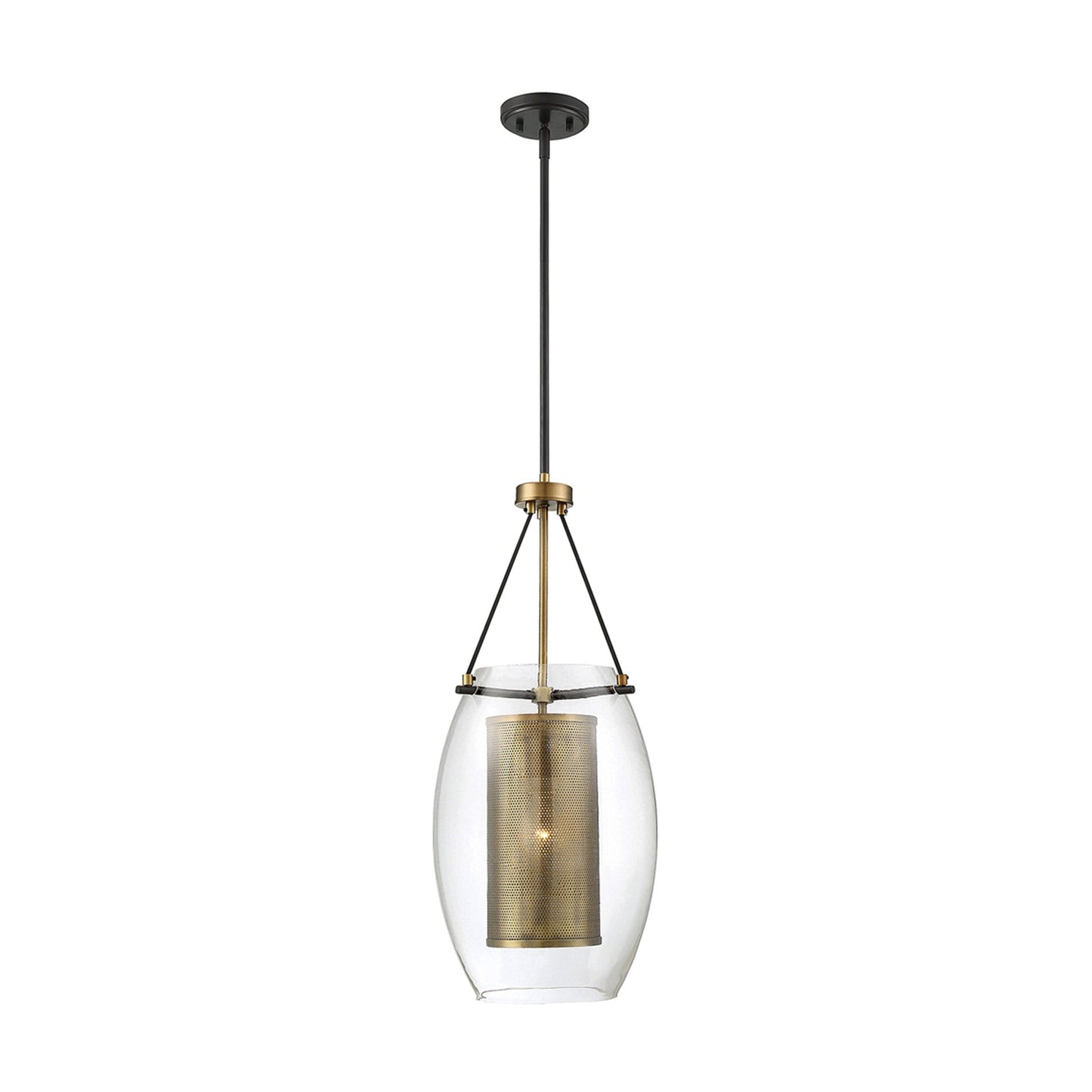 Dunbar Pendant Light in Warm Brass/Bronze.