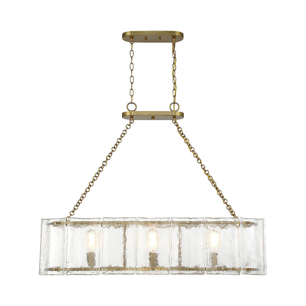 Genry Linear Pendant Light in Warm Brass.
