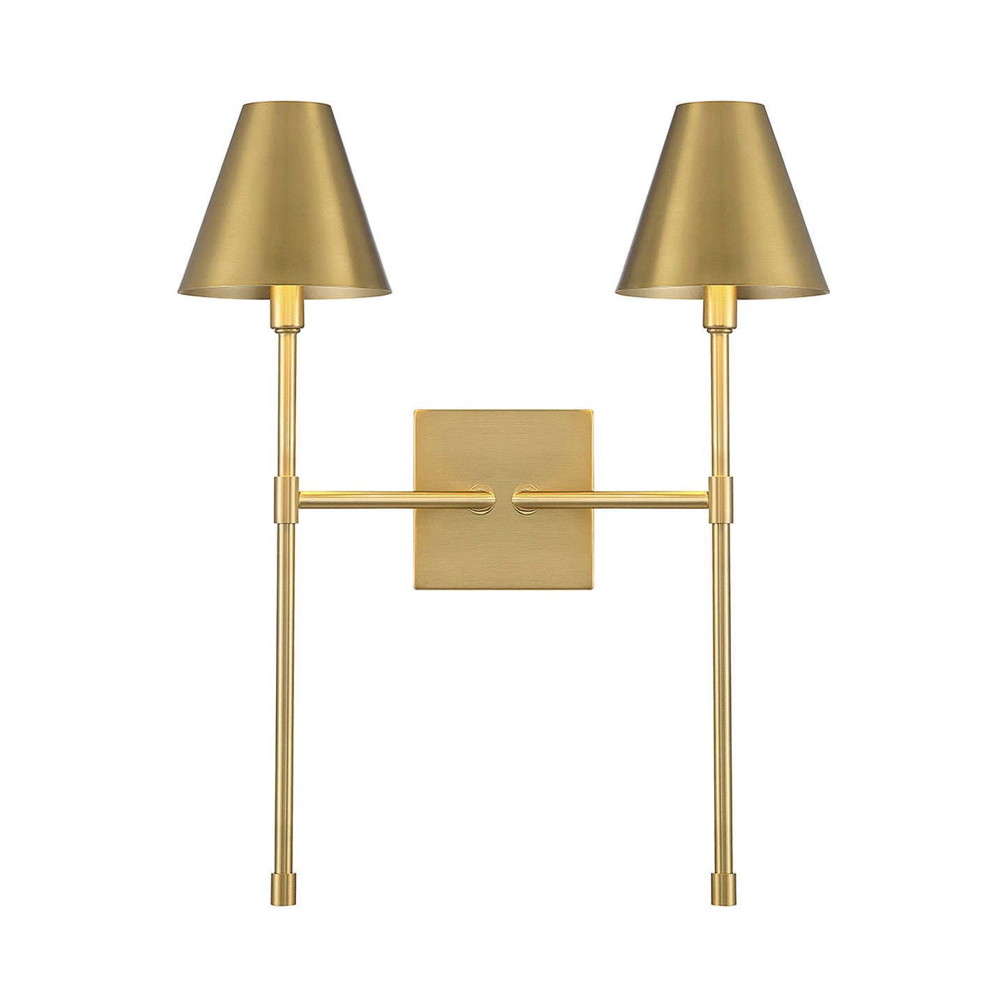 Jefferson Double Wall Light in Warm Brass.