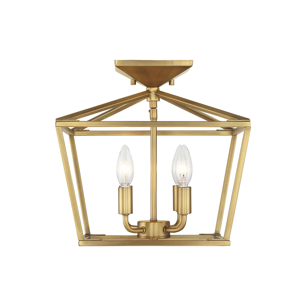 Townsend Semi Flush Mount Ceiling Light in Warm Brass.