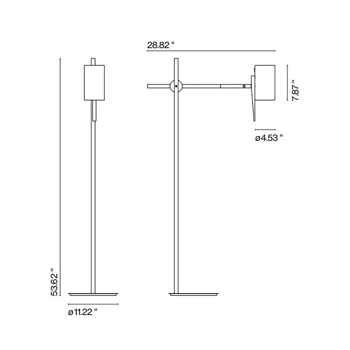 Scantling Floor Lamp - line drawing.