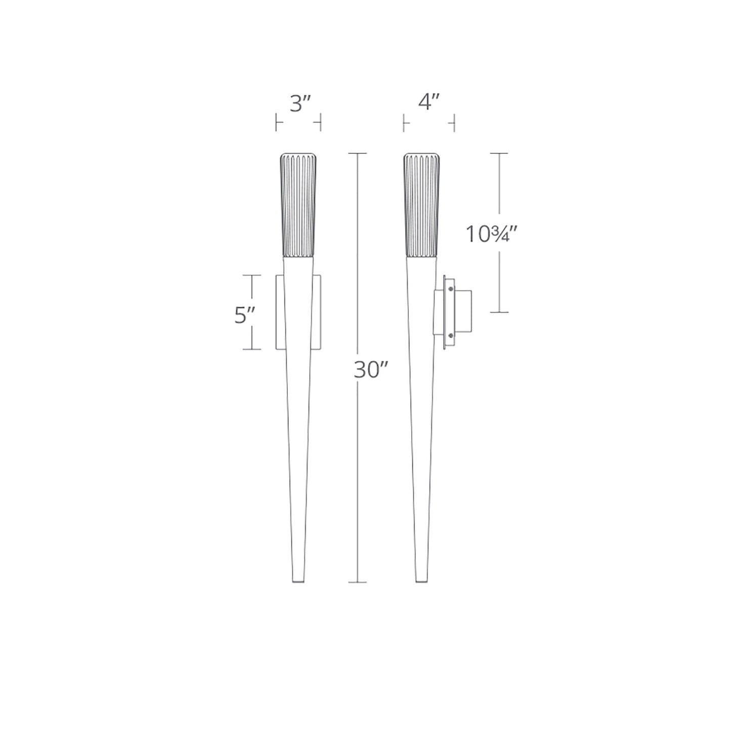 Scepter LED Wall Light- line drawing.