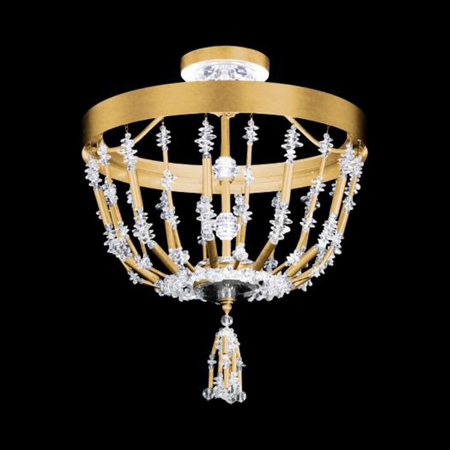 Bali LED Semi Flush Ceiling Light in Heriloom Gold.