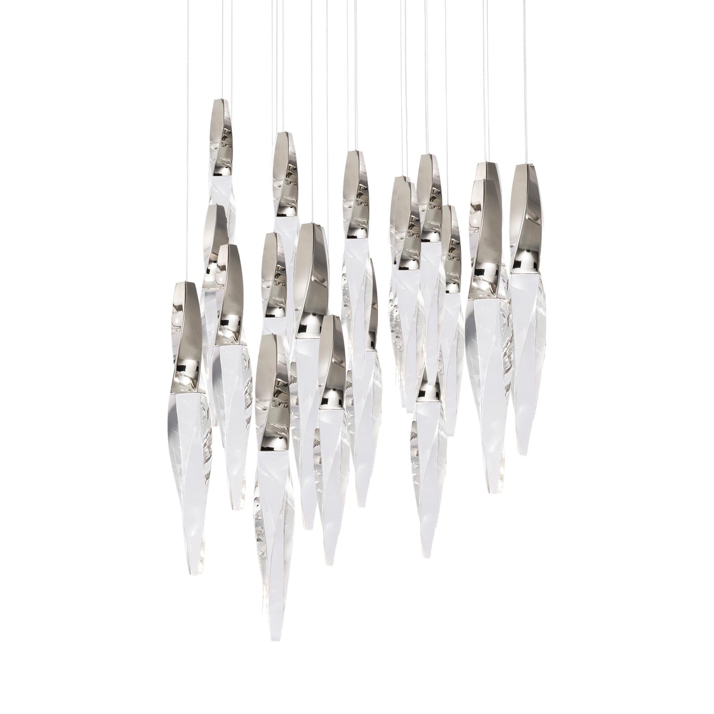 Kindjal LED Multi Light Pendant Light in Polished Nickel (21-Light).