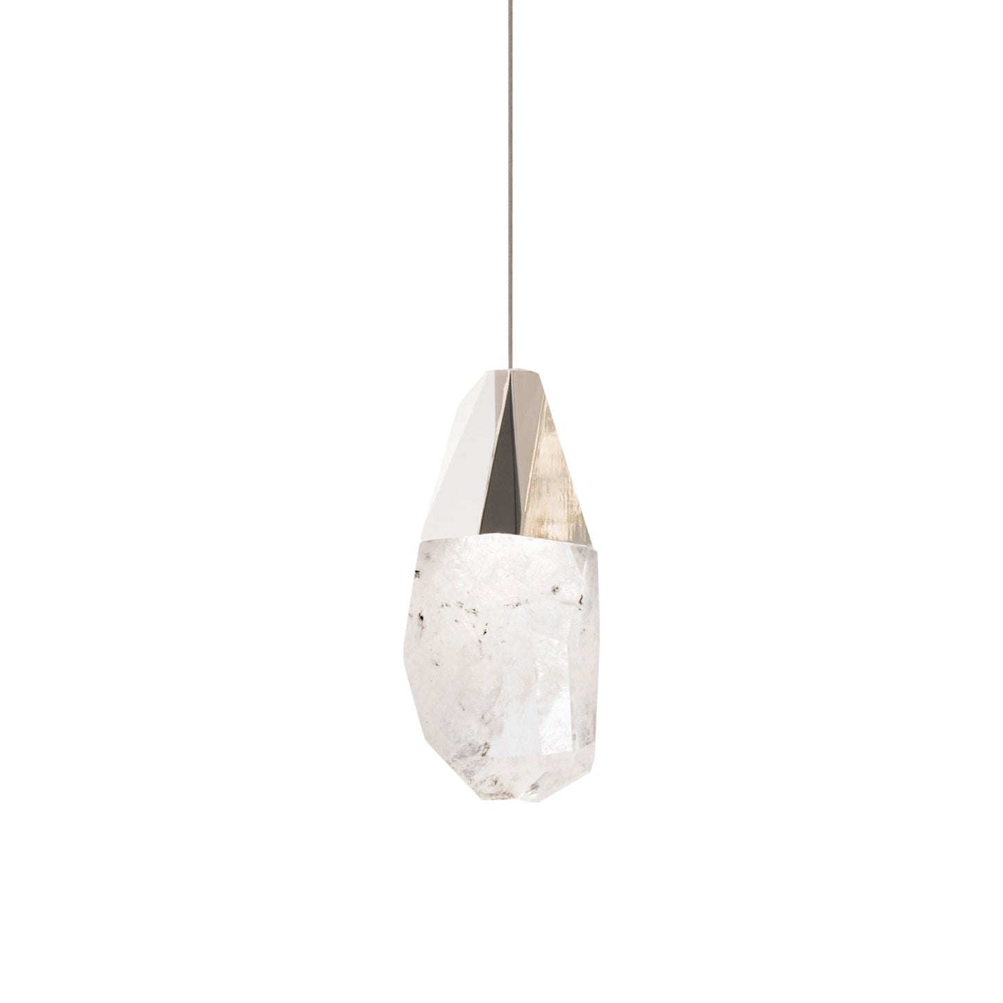 Martini LED Mini Pendant Light in Polished Nickel/Heritage Optic Haze Crystal.