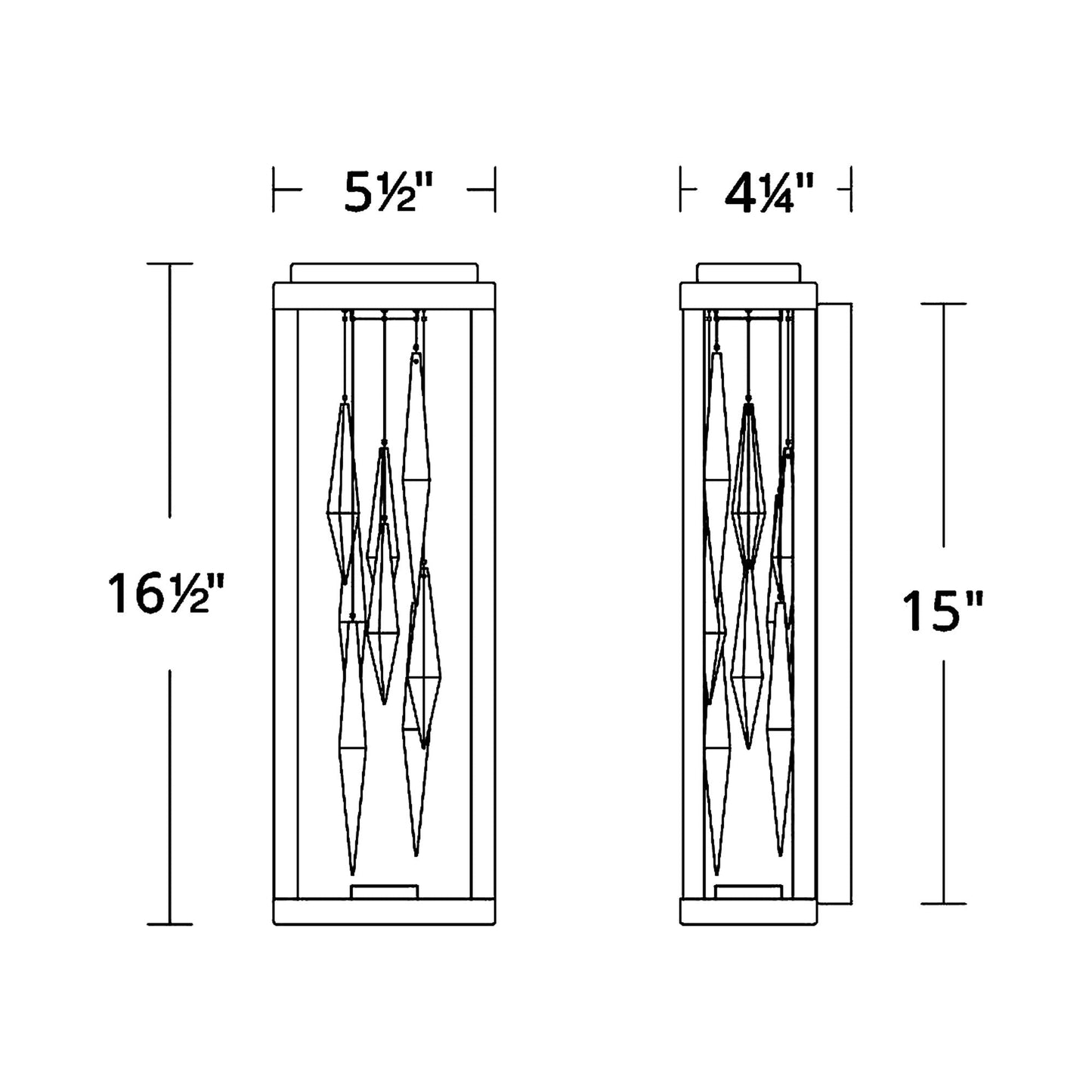 Mirage LED Wall Light - line drawing.