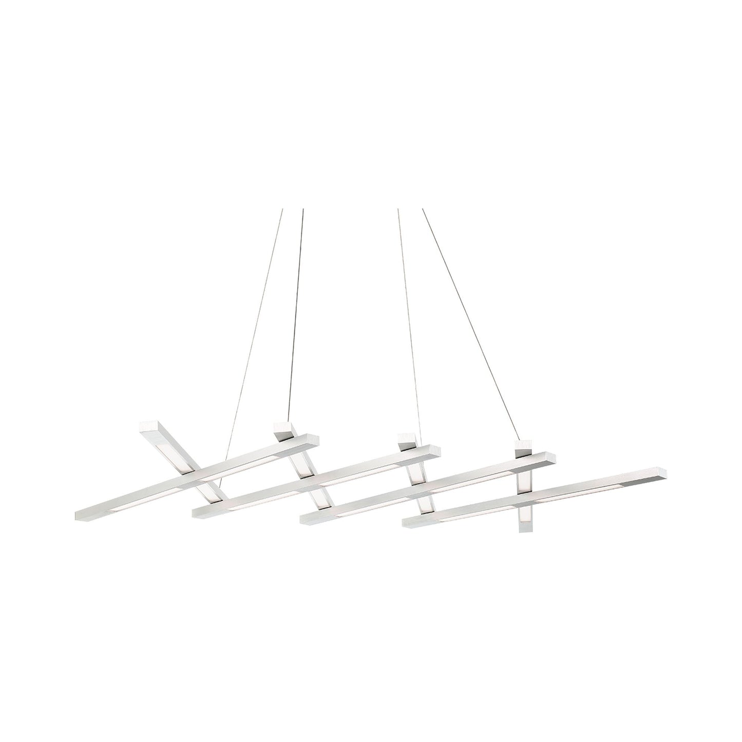 Scissors LED Chandelier in Brushed Aluminum.