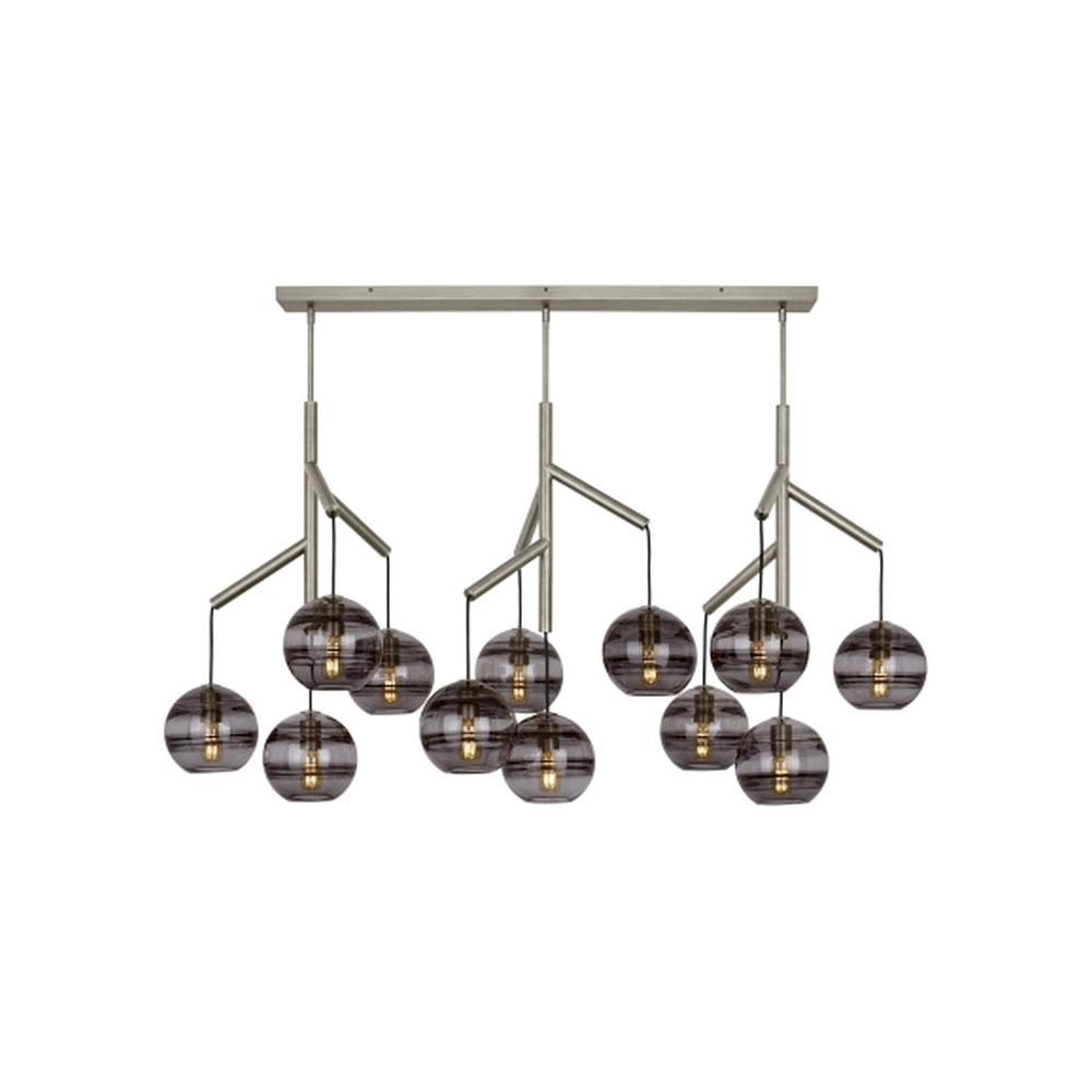 Sedona Triple Chandelier in Satin Nickel (Transparent Smoke).
