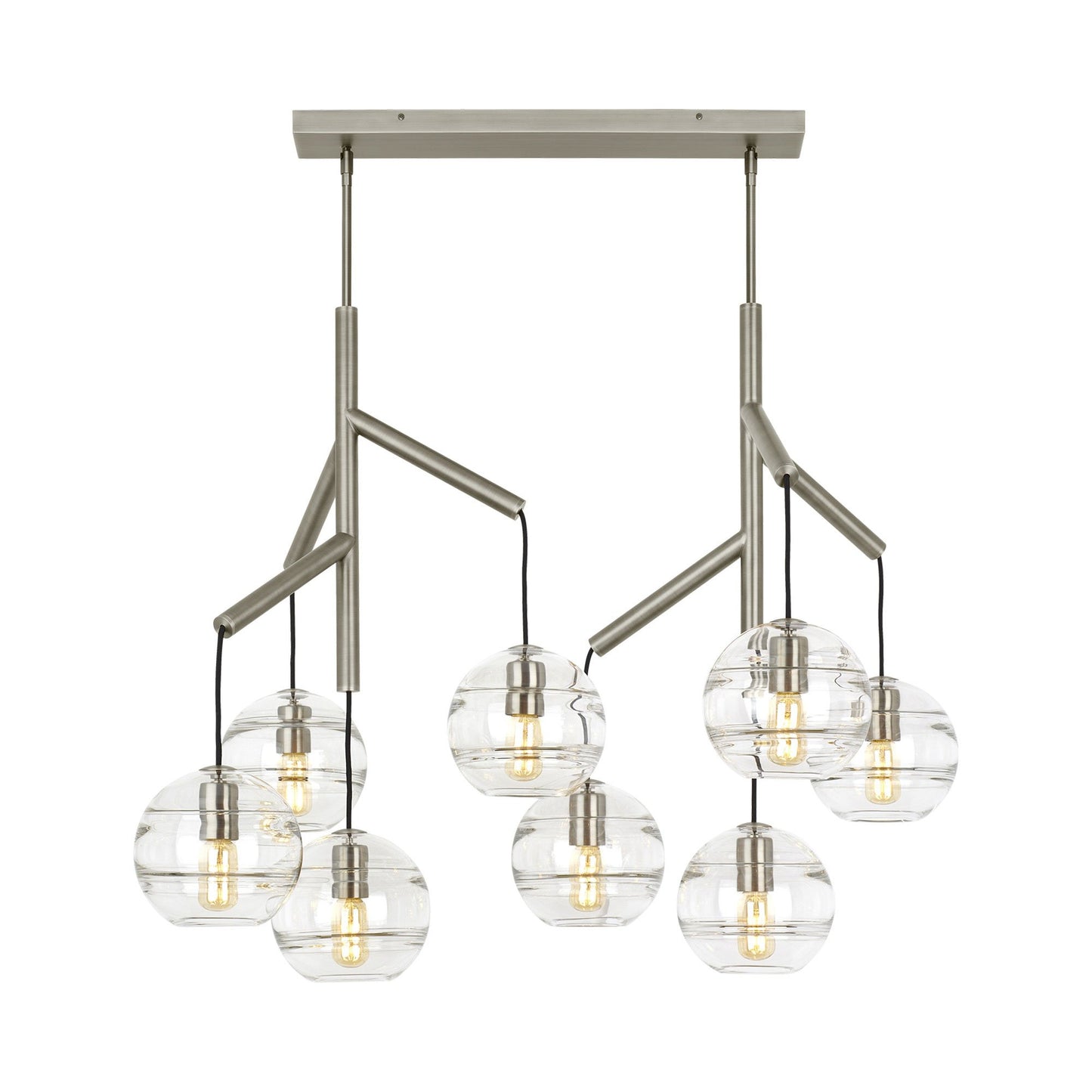 Sedona Double Chandelier in Satin Nickel/Clear.