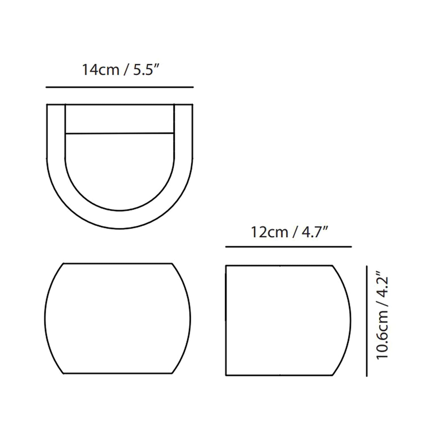 Castle Round Outdoor LED Wall Light - line drawing.