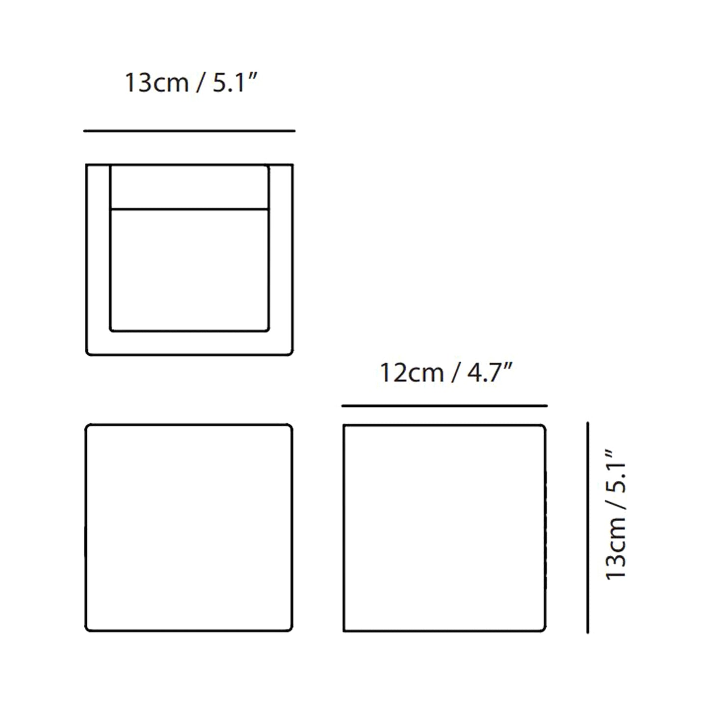 Castle Square Outdoor LED Wall Light - line drawing.