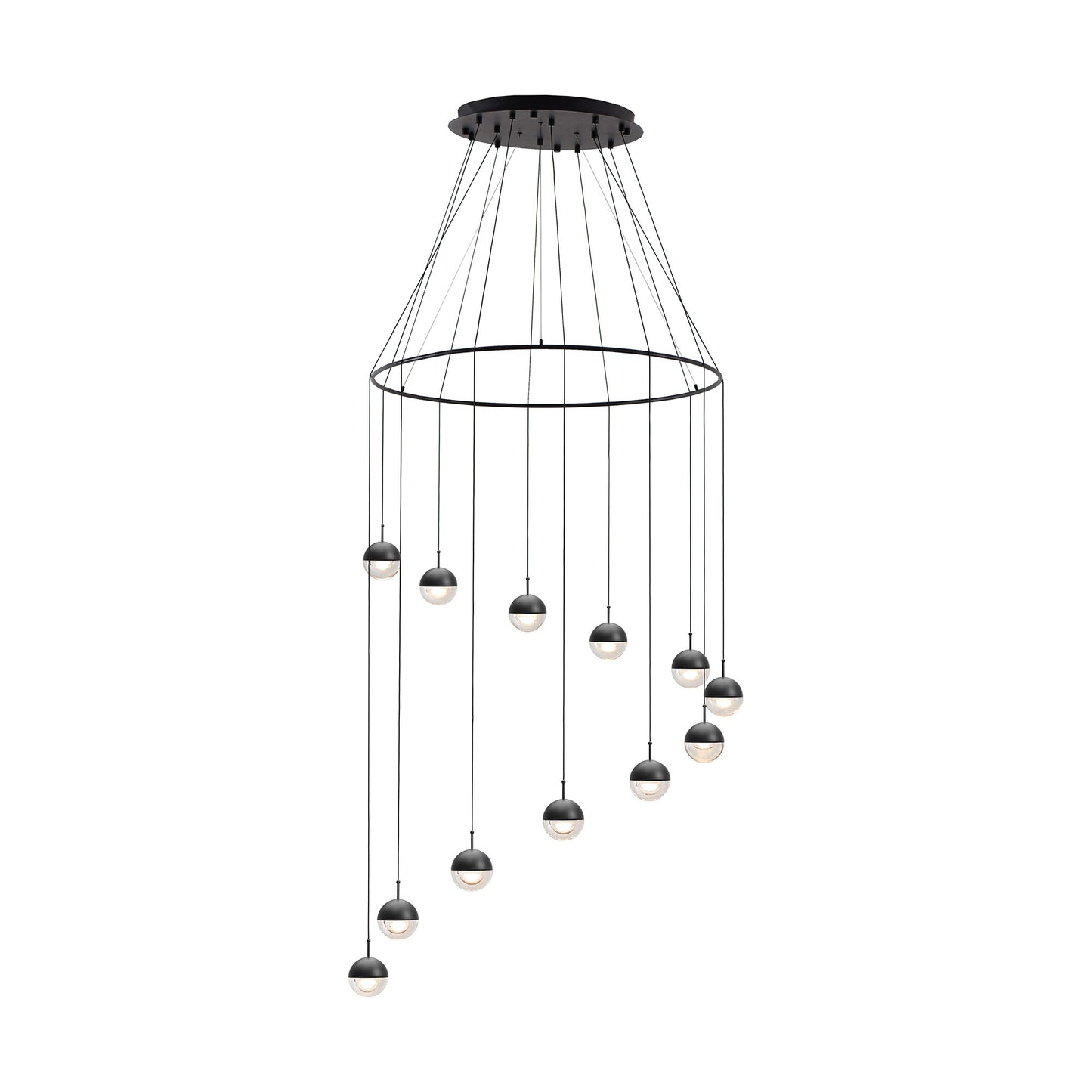 Dora LED Multi Light Ring Pendant Light in Black.