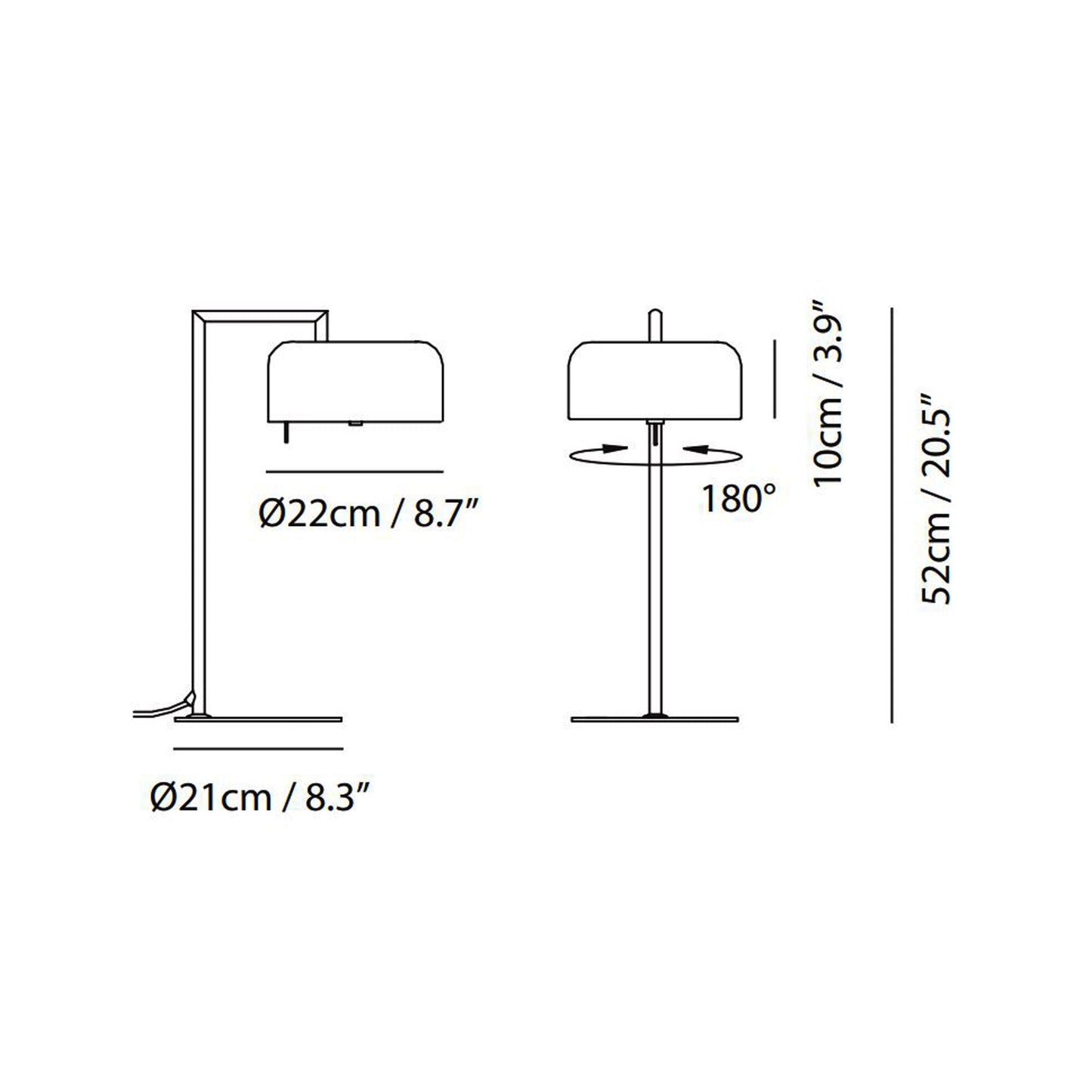Lalu Table Lamp - line drawing.