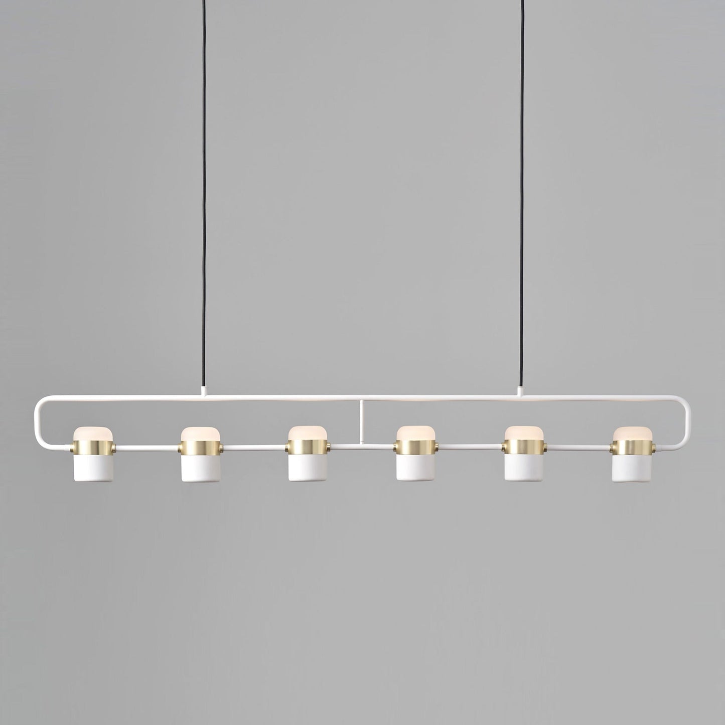 Ling LED Linear Pendant Light in White/Brass.