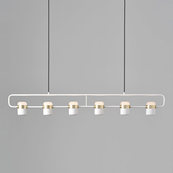 Ling LED Linear Pendant Light in White/Brass.