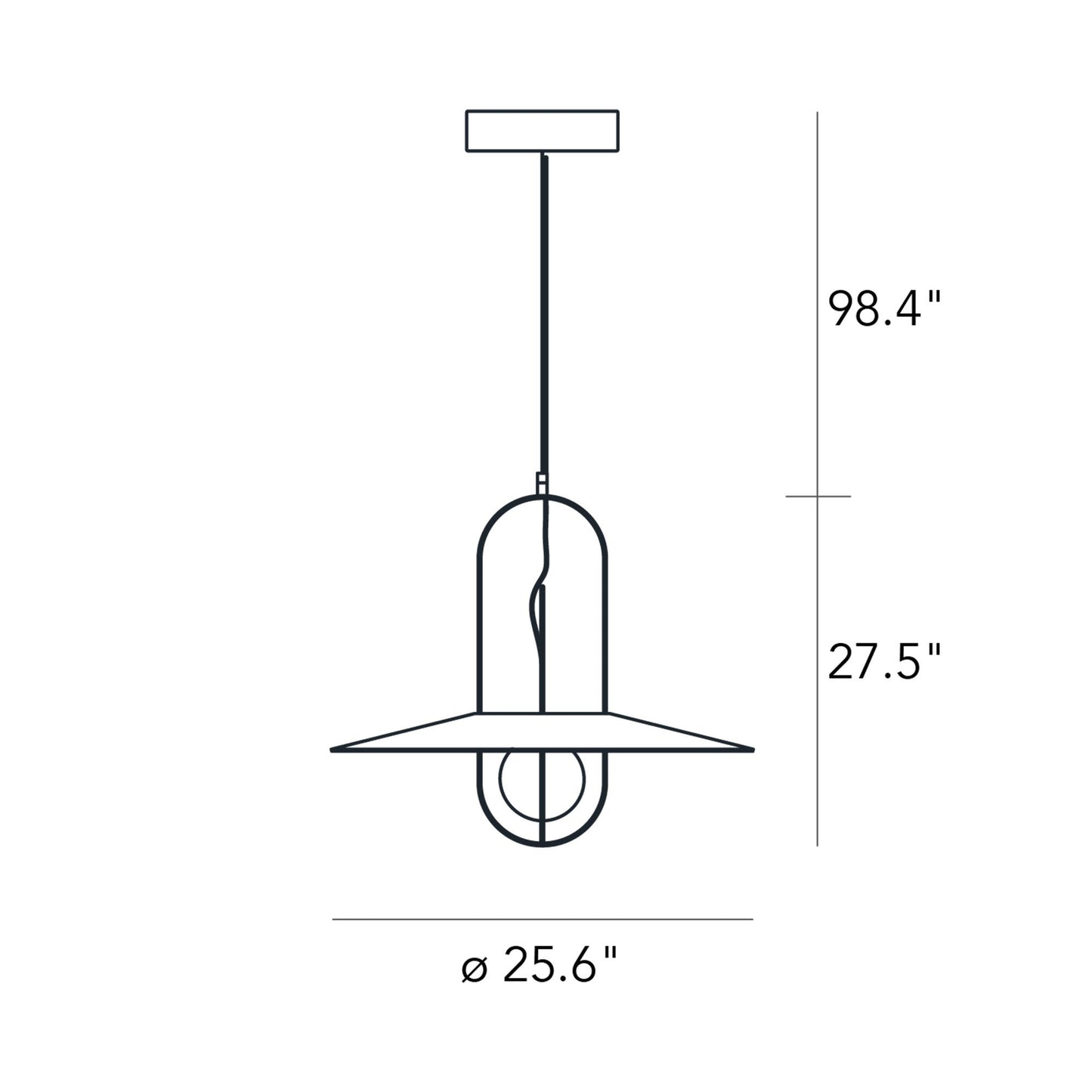 Setareh LED Pendant Light with Diffuser - line drawing.