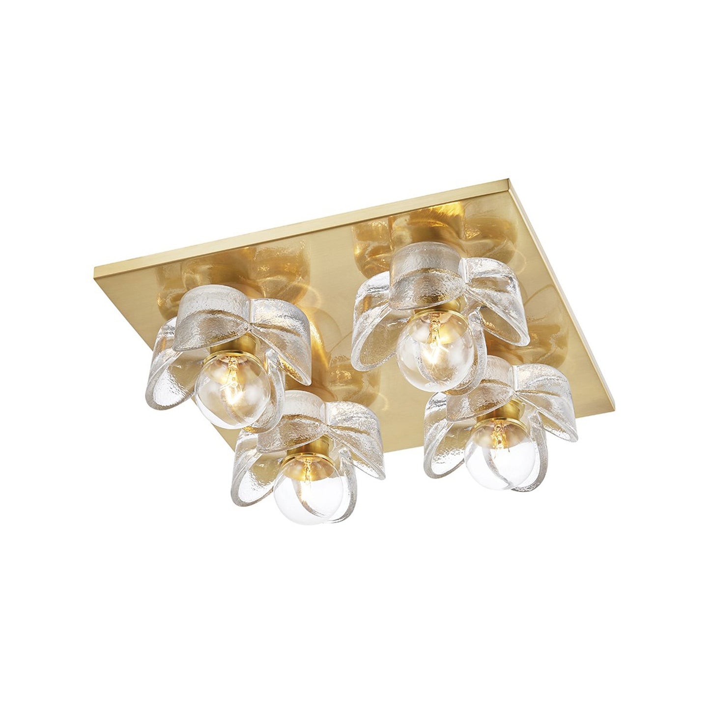 Shea Flush Mount Ceiling Light in Aged Brass (4-Light).