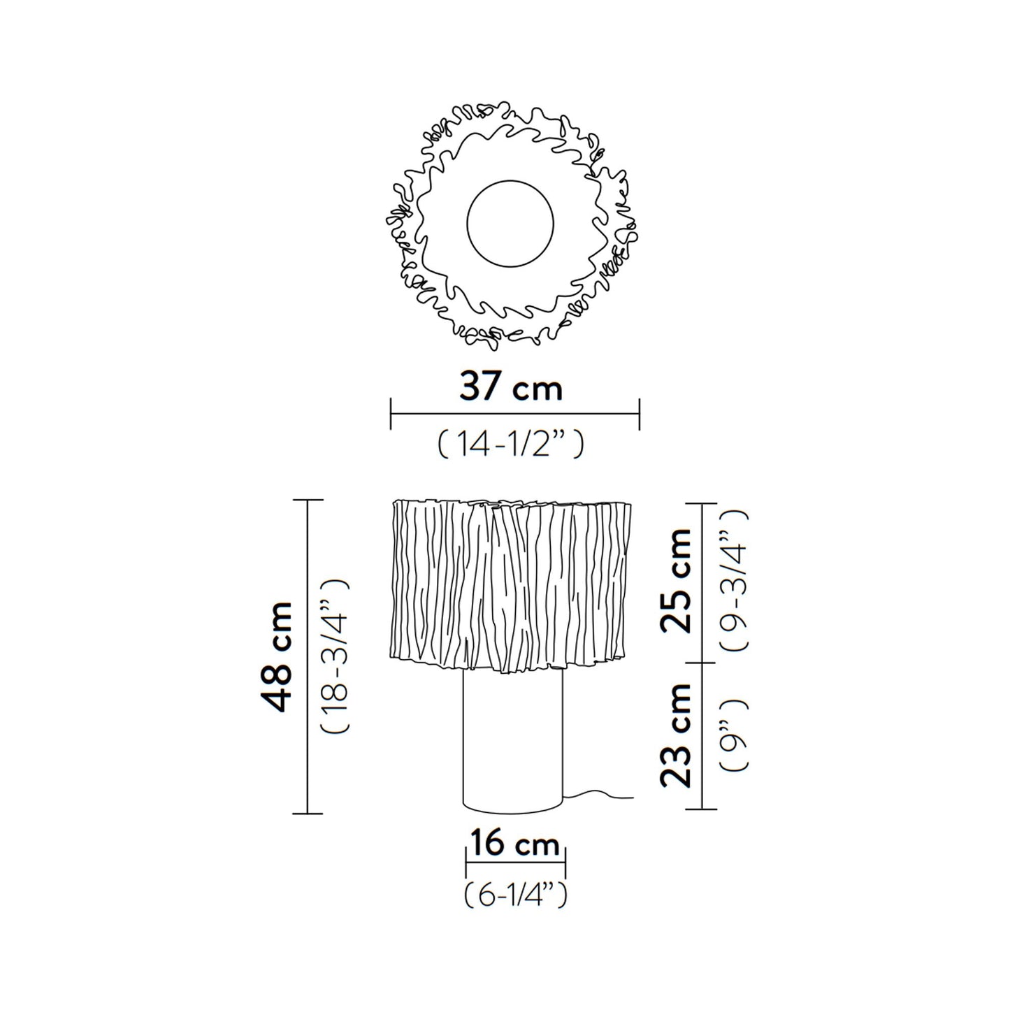 Accordeon Table Lamp - line drawing.