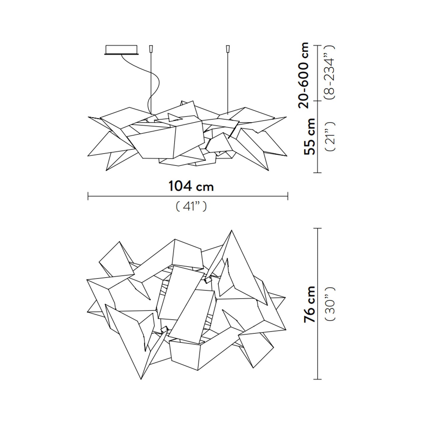 Cordoba LED Pendant Light - line drawing.