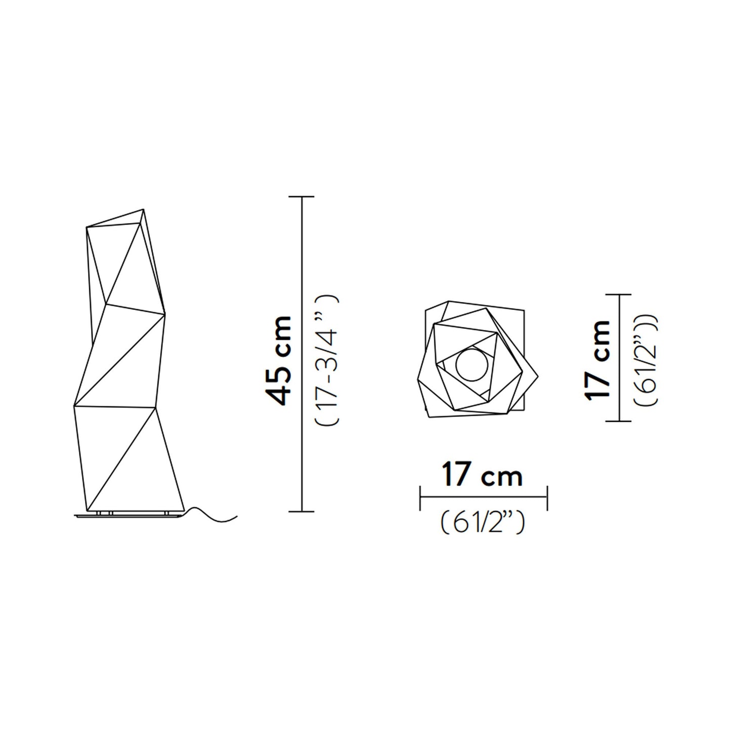 Diamond LED Table Lamp - line drawing.