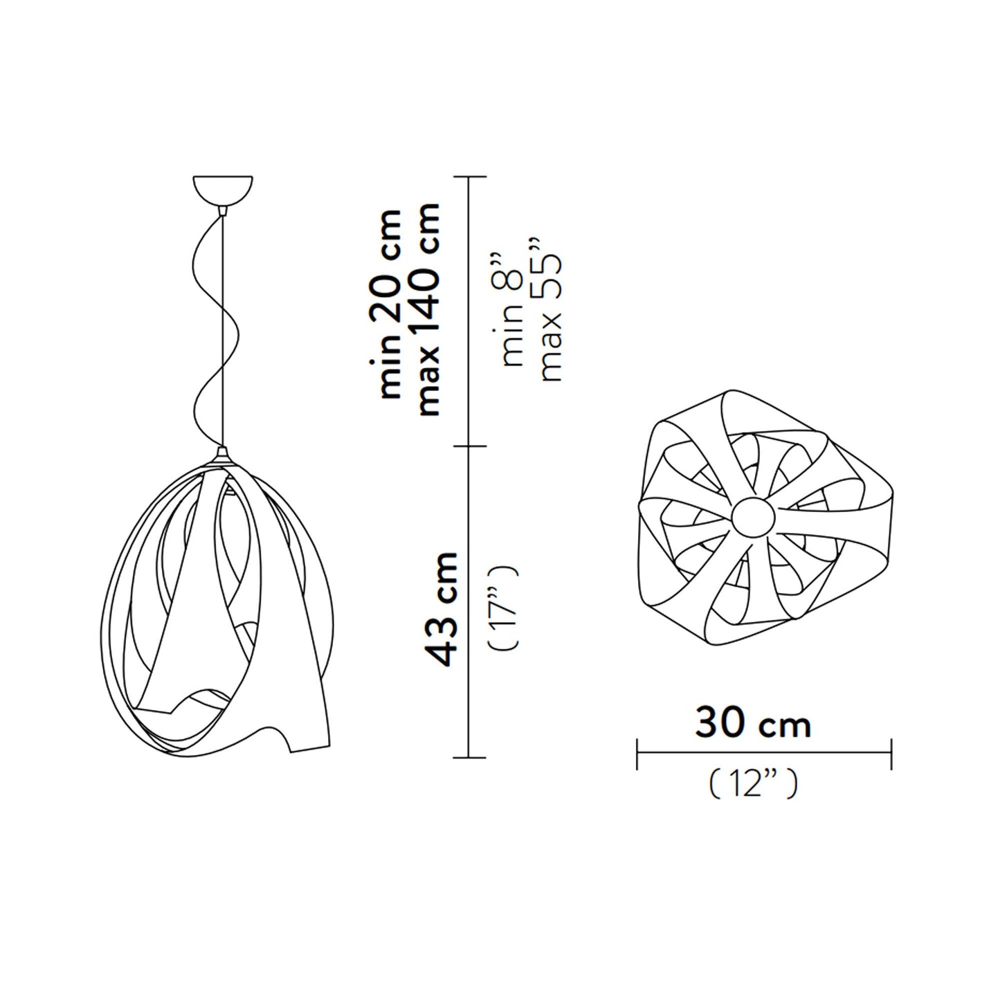 Goccia Pendant Light - line drawing.