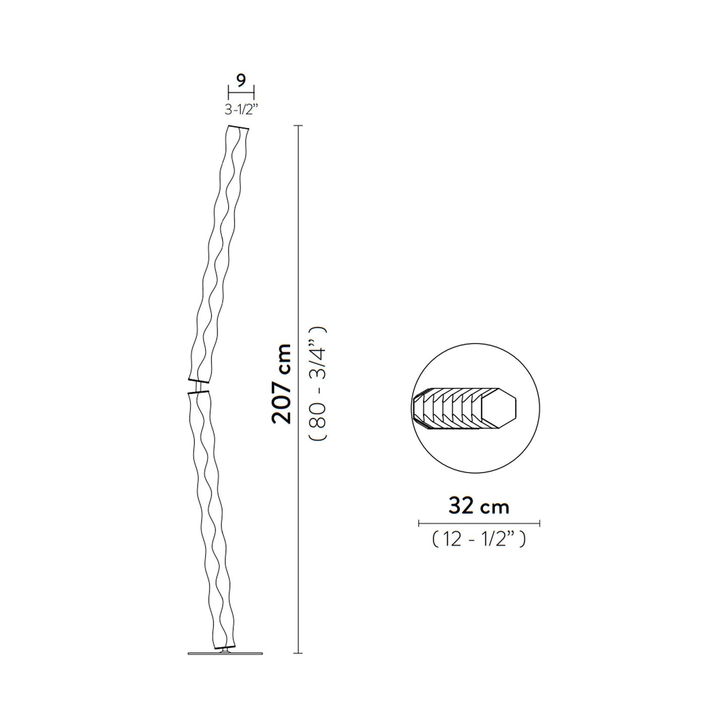 Hugo LED Floor Lamp - line drawing.