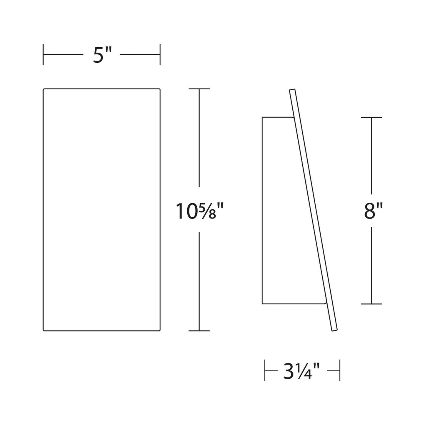 Slant Outdoor LED Wall Light - line drawing.