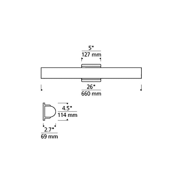 Solace LED Bath Vanity Light - line drawing.