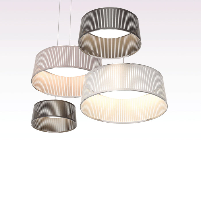 Solis LED Drum Pendant Light in various sizes.