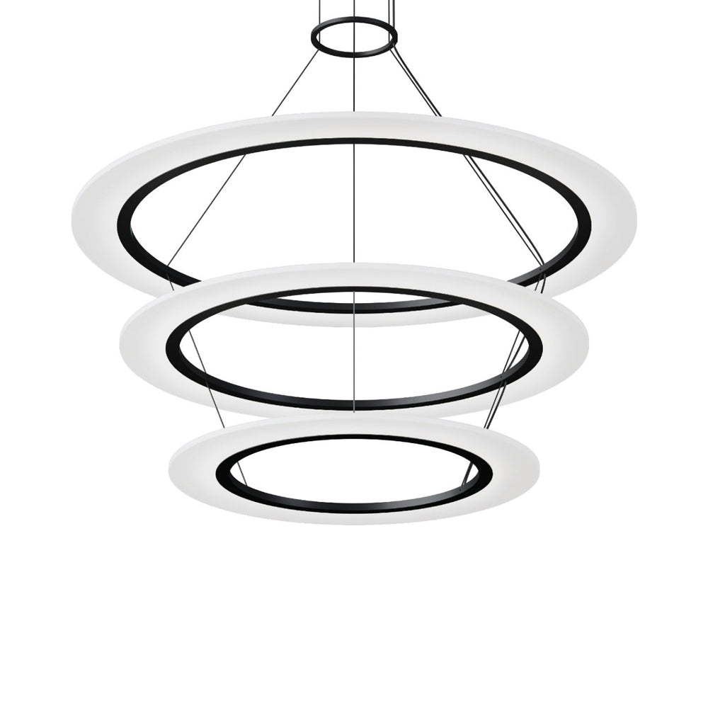 Arctic Rings™ Triple Ring LED Pendant Light in Satin Black (Large).