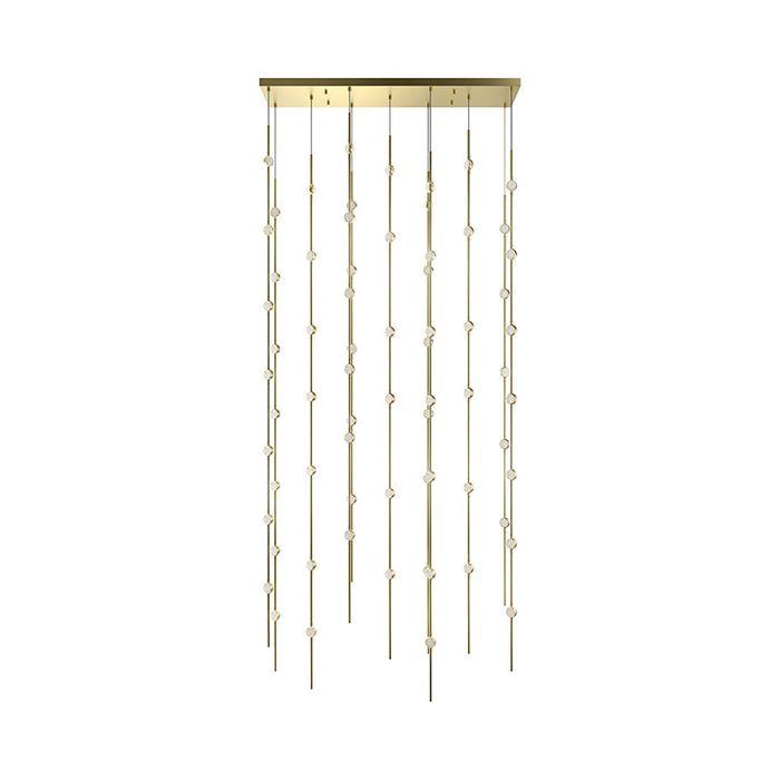 Constellation® Andromeda Rectangle LED Pendant Light in Clear/Satin Brass.