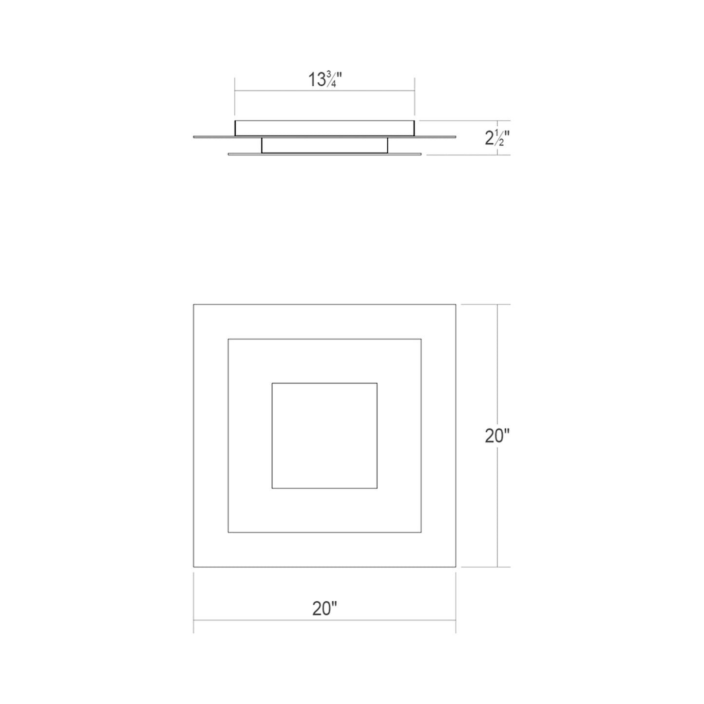 Offset™ Square LED Flush Mount Ceiling Light - line drawing.