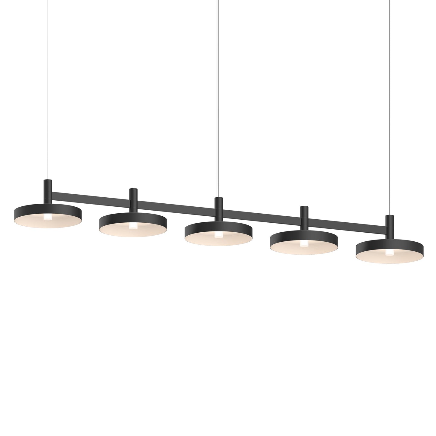 Systema Staccato™ LED Multi Light Pendant Light in Satin Black (5-Light/Pan Shade).