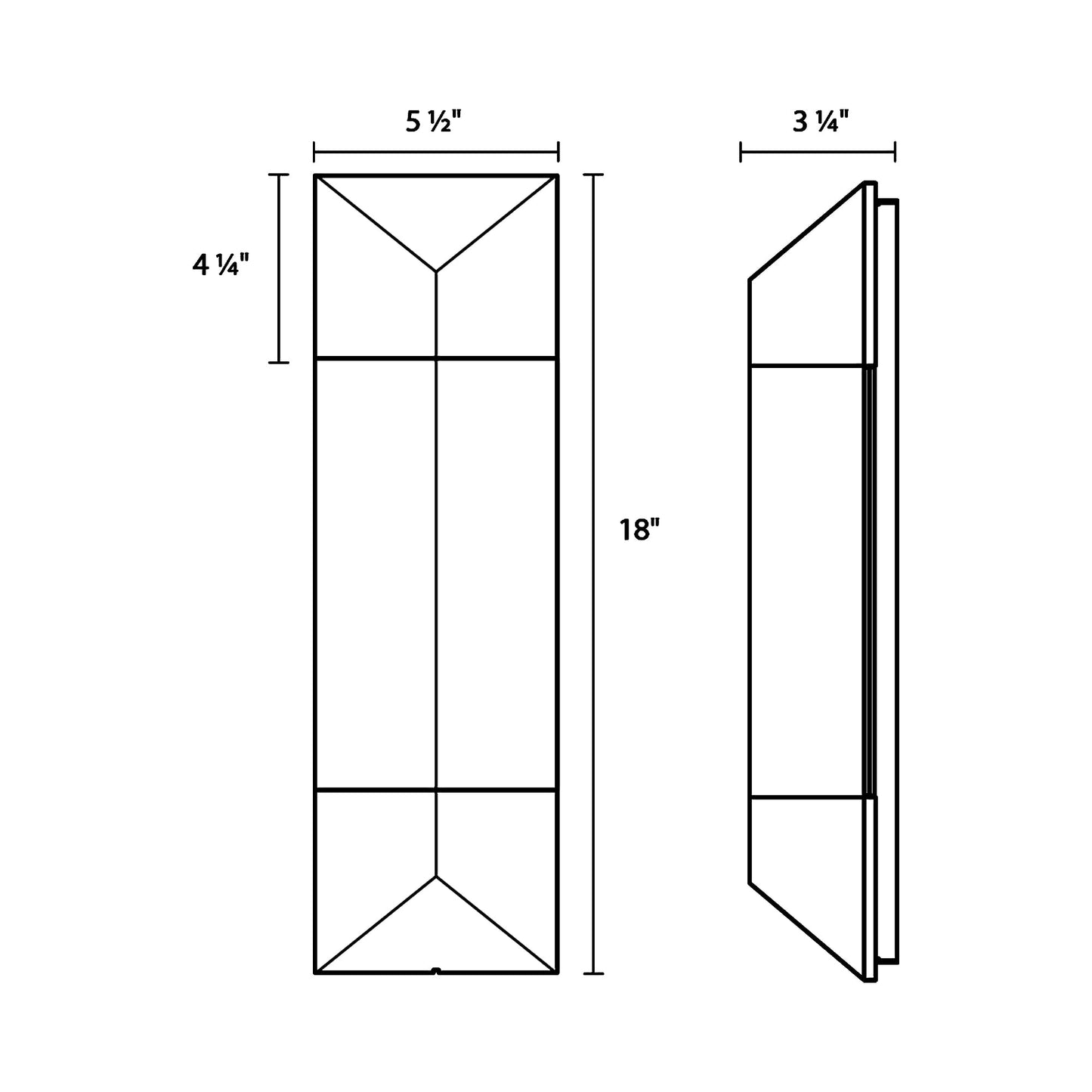 Triform Outdoor LED Wall Light - line drawing.