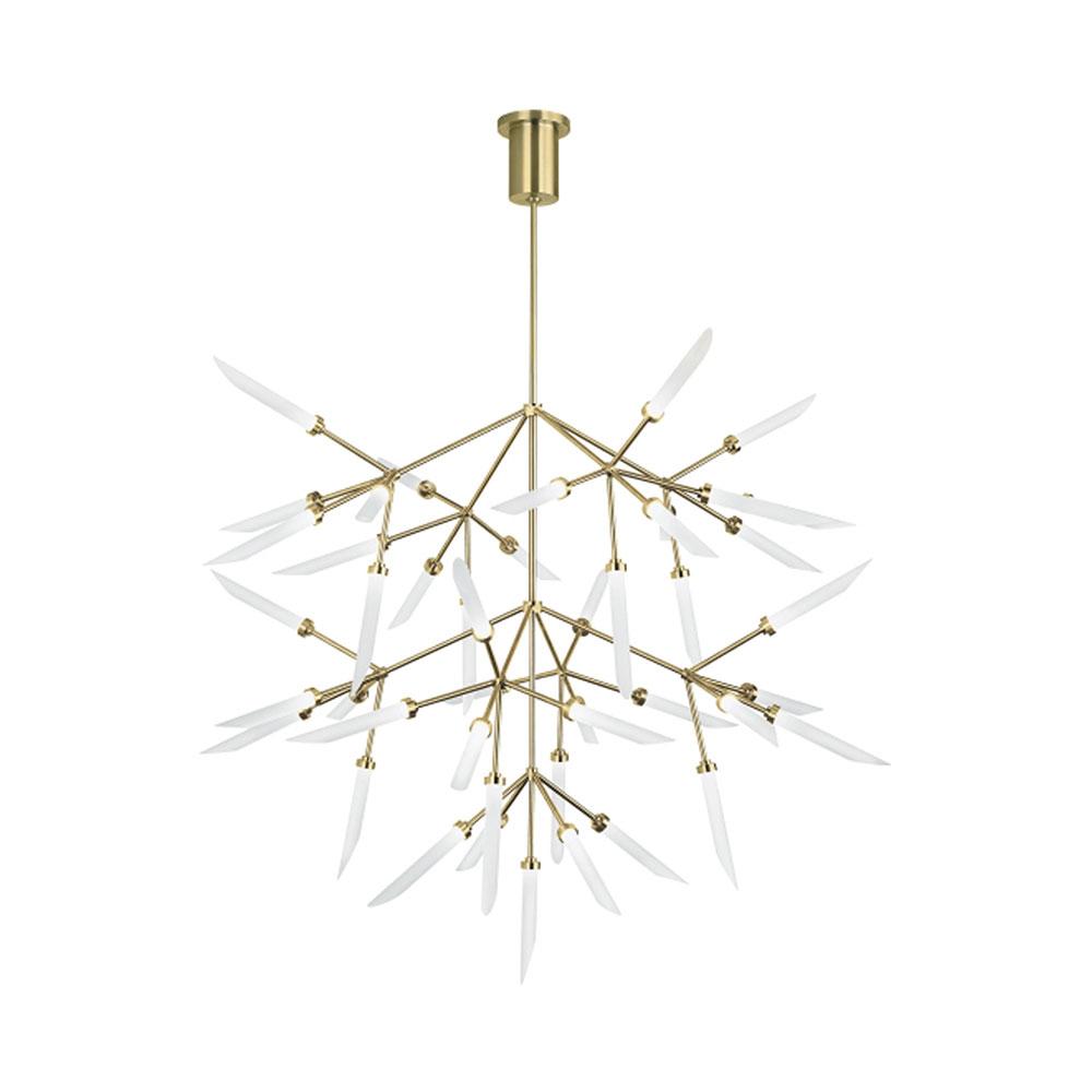 Spur Grande LED Chandelier in Aged Brass.