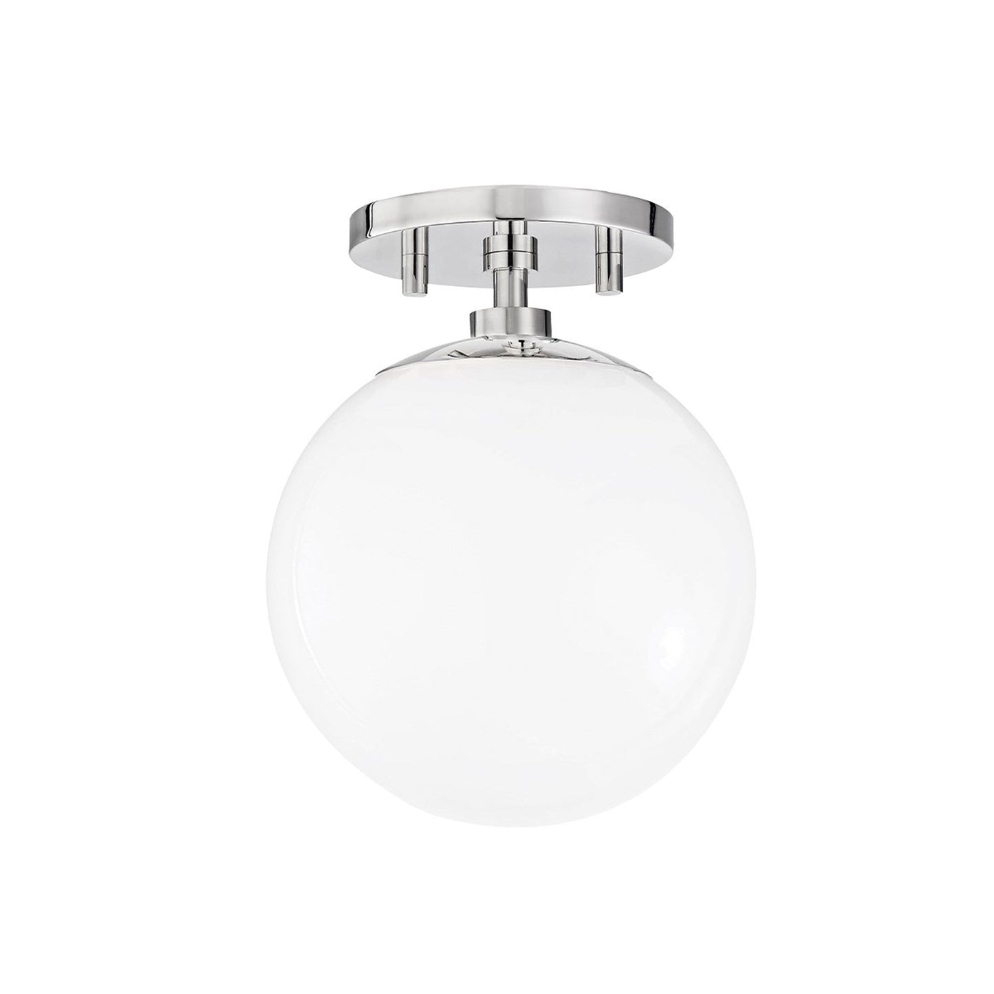 Stella 1-Light Semi-Flush Mount Ceiling Light in Polished Nickel.