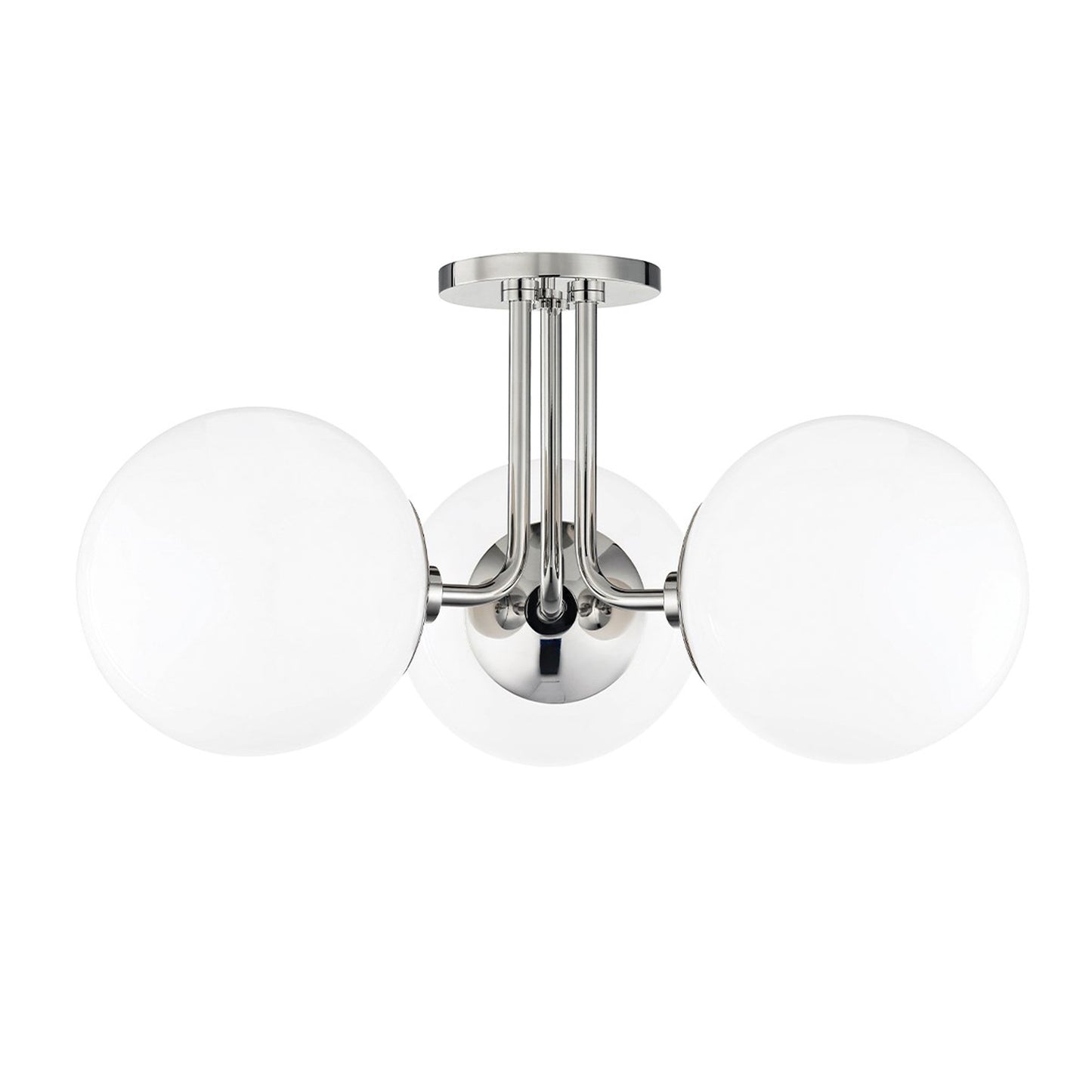 Stella 3-Light Semi-Flush Mount Ceiling Light in Polished Nickel.